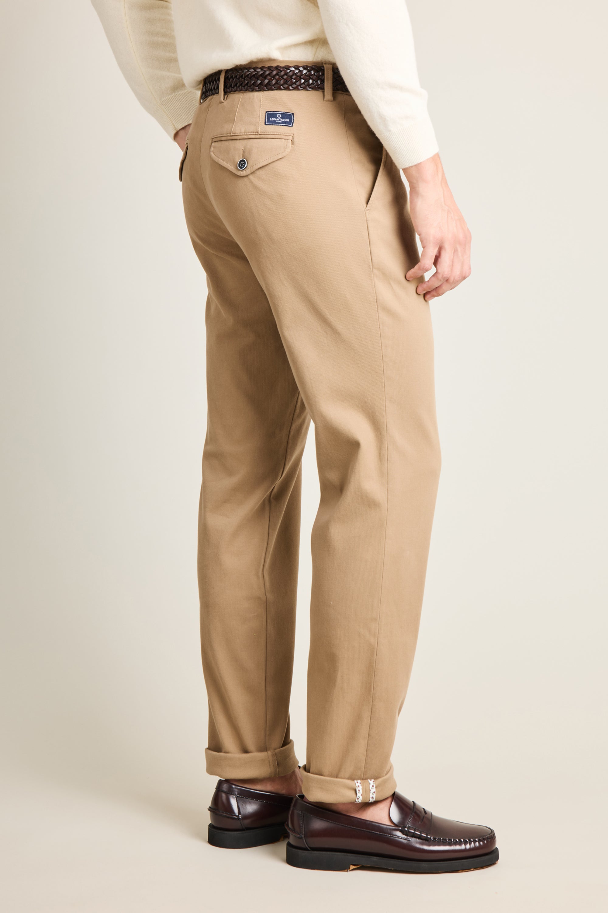 le-pantalon-chinos-homme-chino-pinces-beige-coton image 4