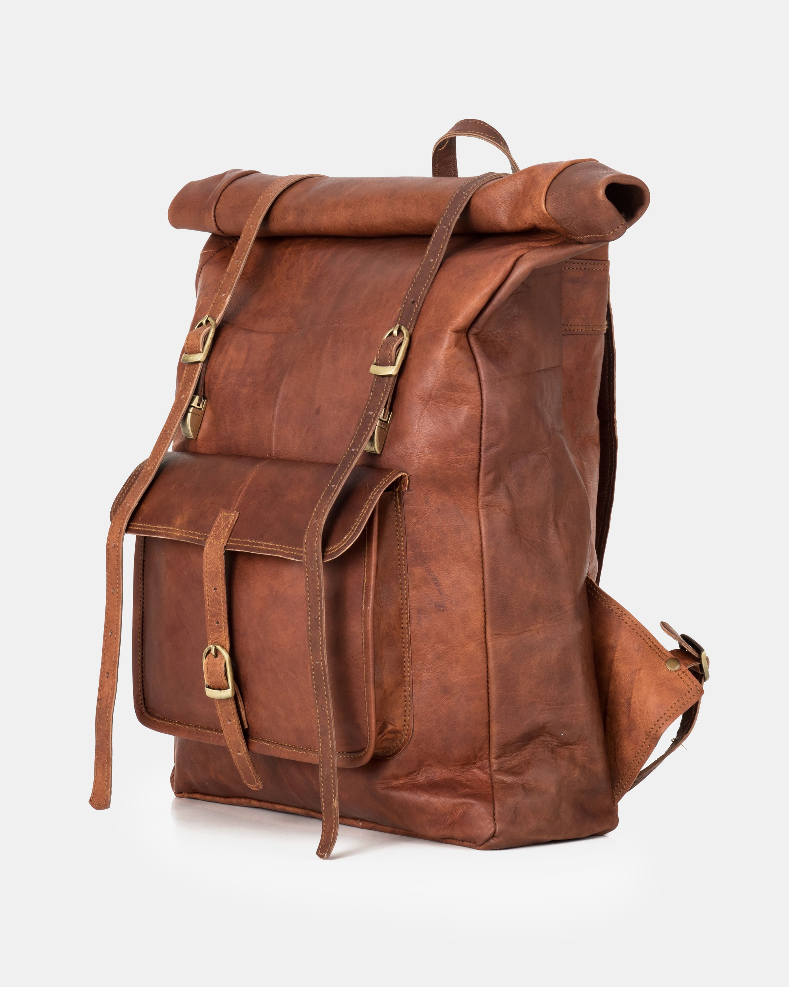 berliner-bags-leeds-xl-vintage-sac-dos-cuir-marron image 3