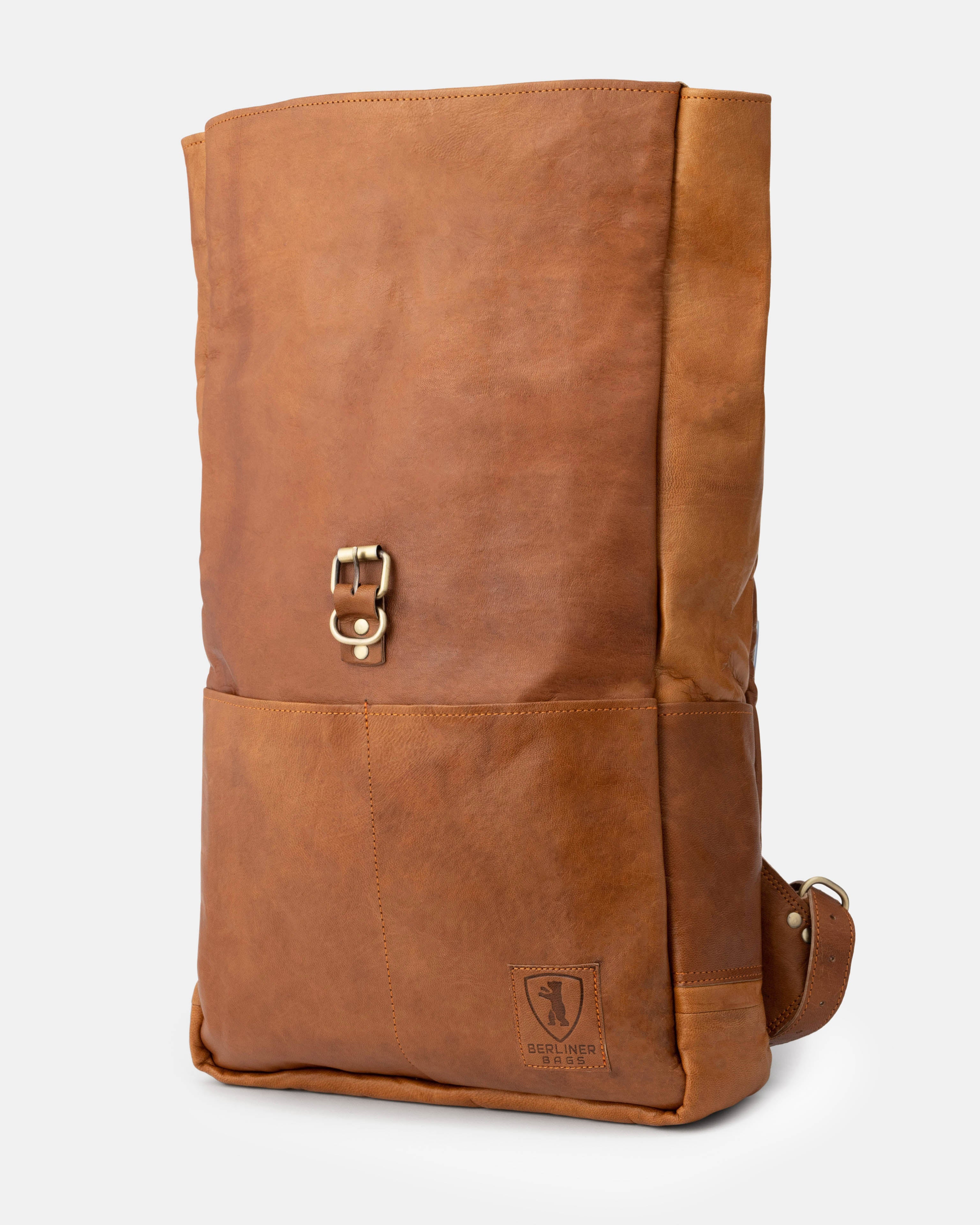 berliner-bags-paris-sac-dos-cuir-marron-vintage-rolltop image 3
