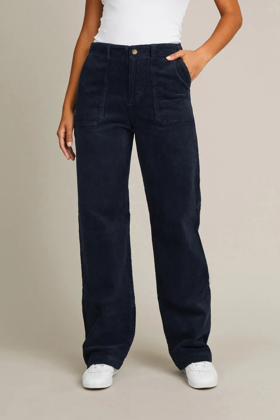 le-pantalon-cargos-homme-carpenter-velours-bleu-marine-droit image 1