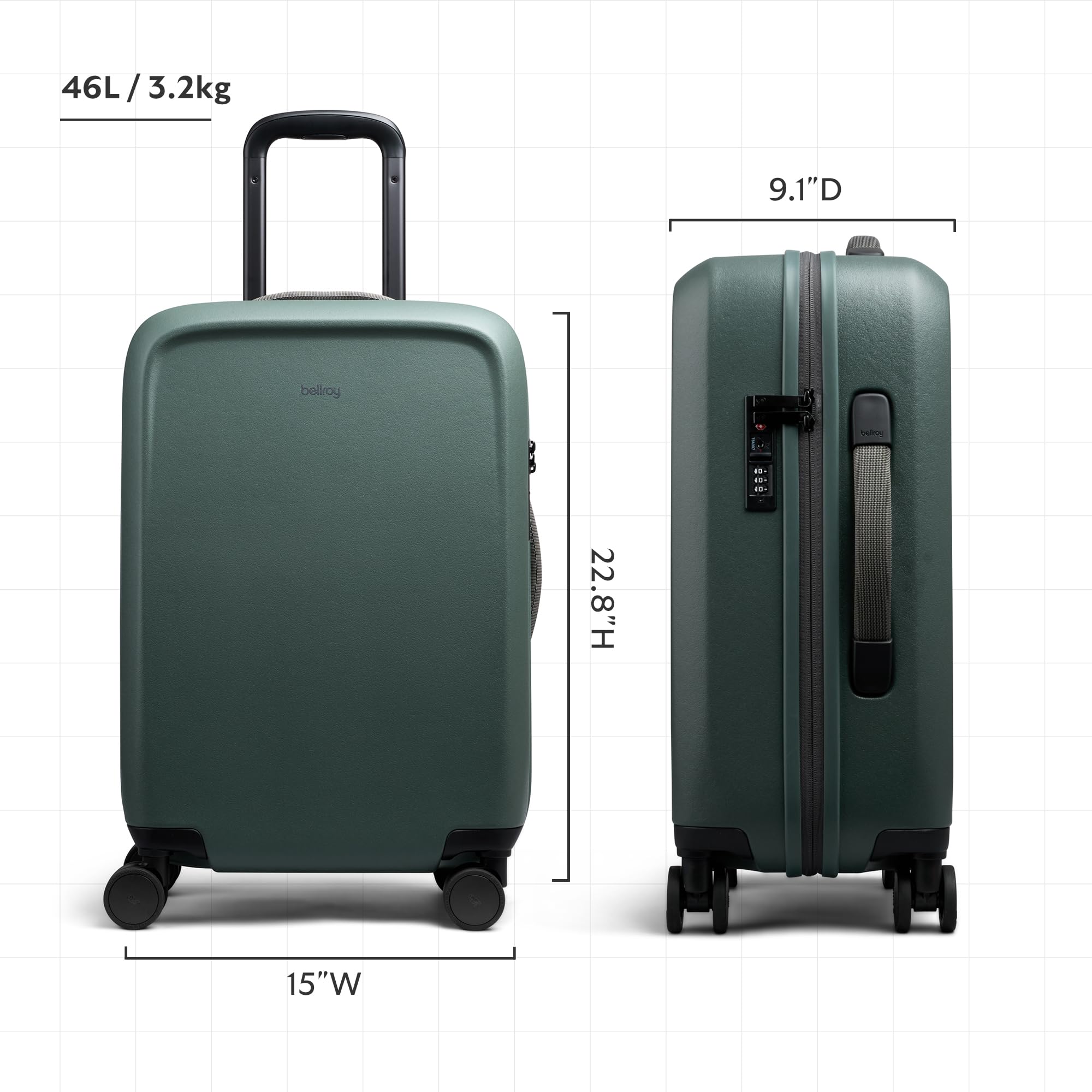 bellroy-luggage-transit-carry-on-valise-everglade-46l-rigide image 2