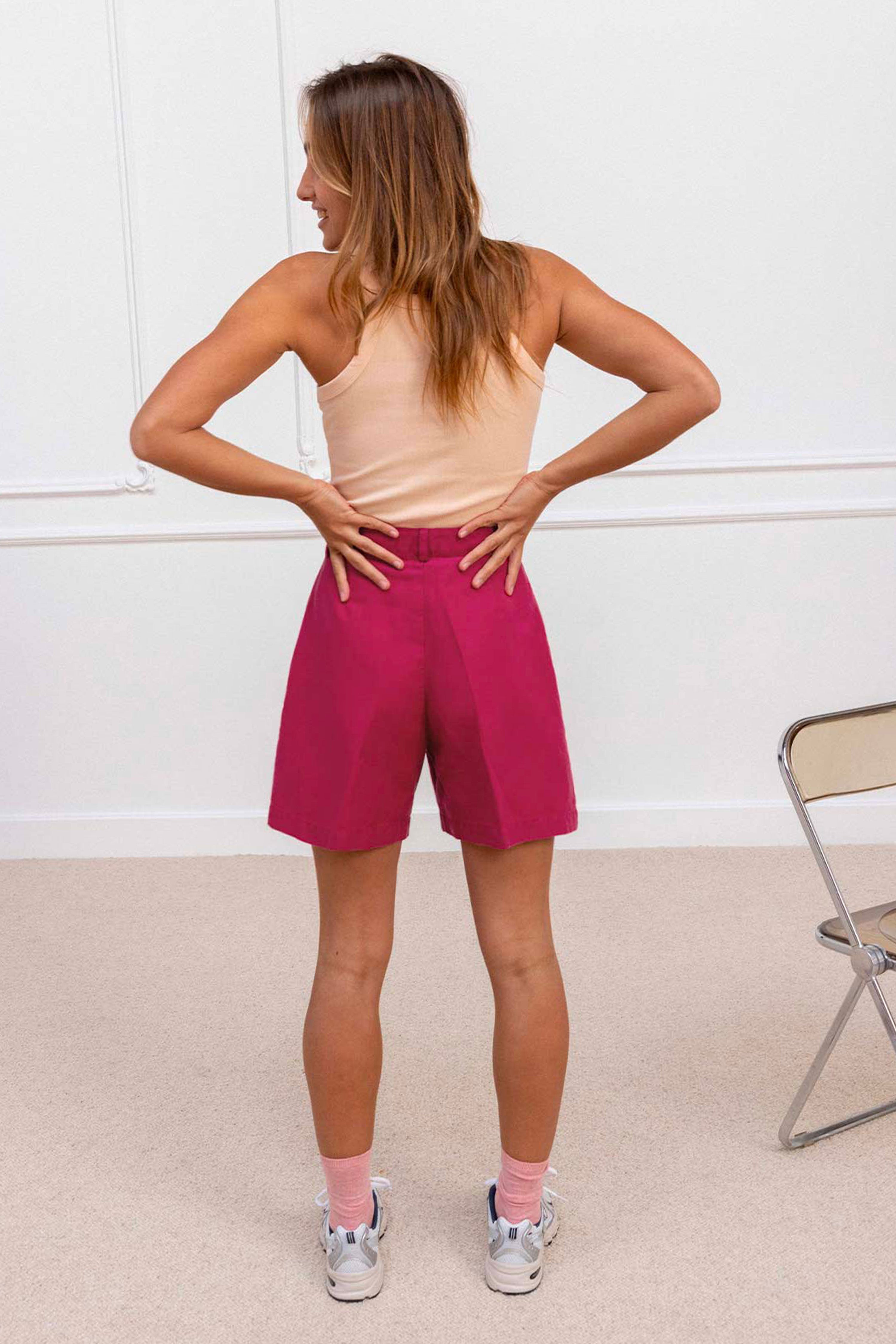 le-pantalon-shorts-homme-fuchsia-bermuda-lin-l-ger image 2