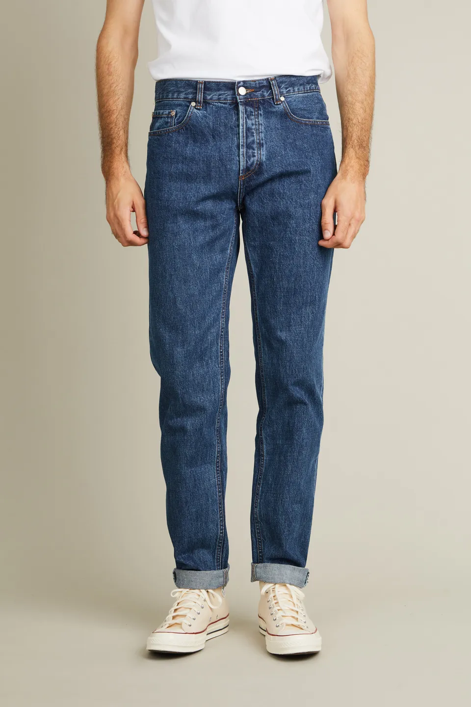le-pantalon-jean-droit-bleu-stone-100-coton-bio-gots image 1