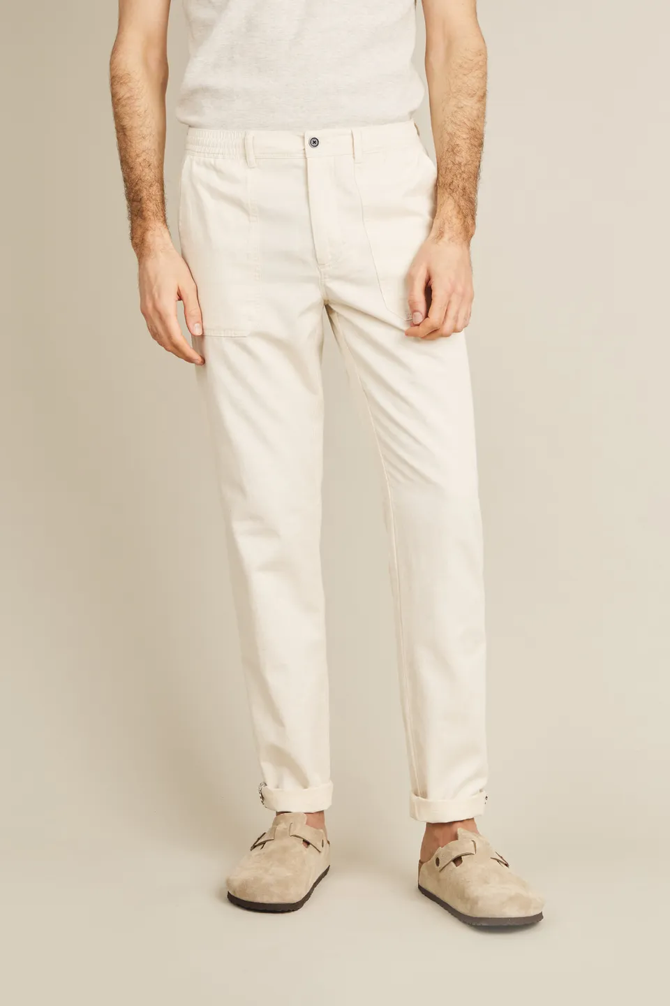 le-pantalon-fatigue-pantalon-cargo-cru-homme-lin image 1