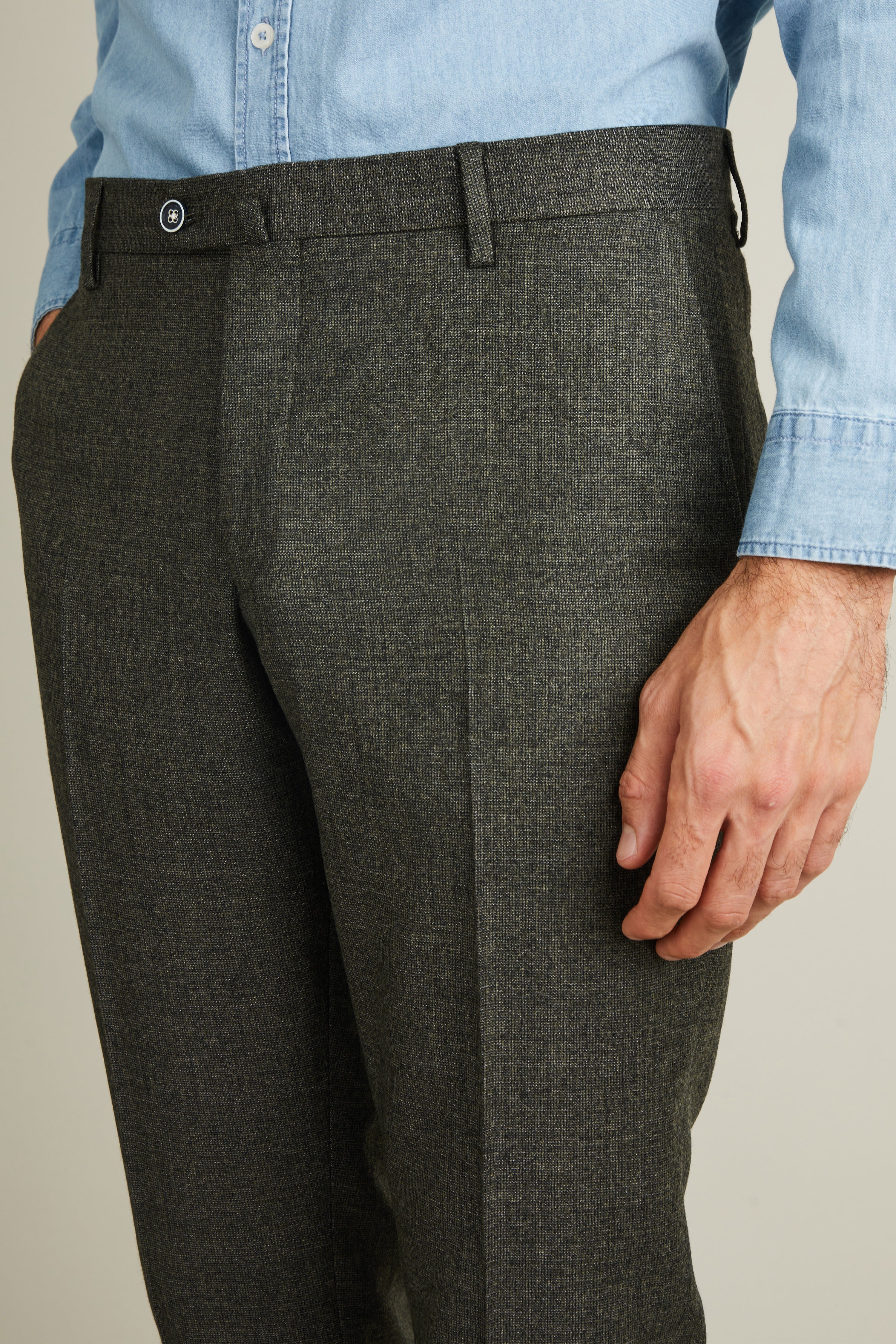 le-pantalon-flanelle-homme-vert-tweed-pantalon-laine-m-rinos image 2