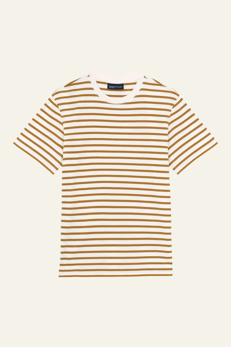 le-pantalon-t-shirts-homme-fm-lptm-2-tee-shirt-marini-re-camel image 1