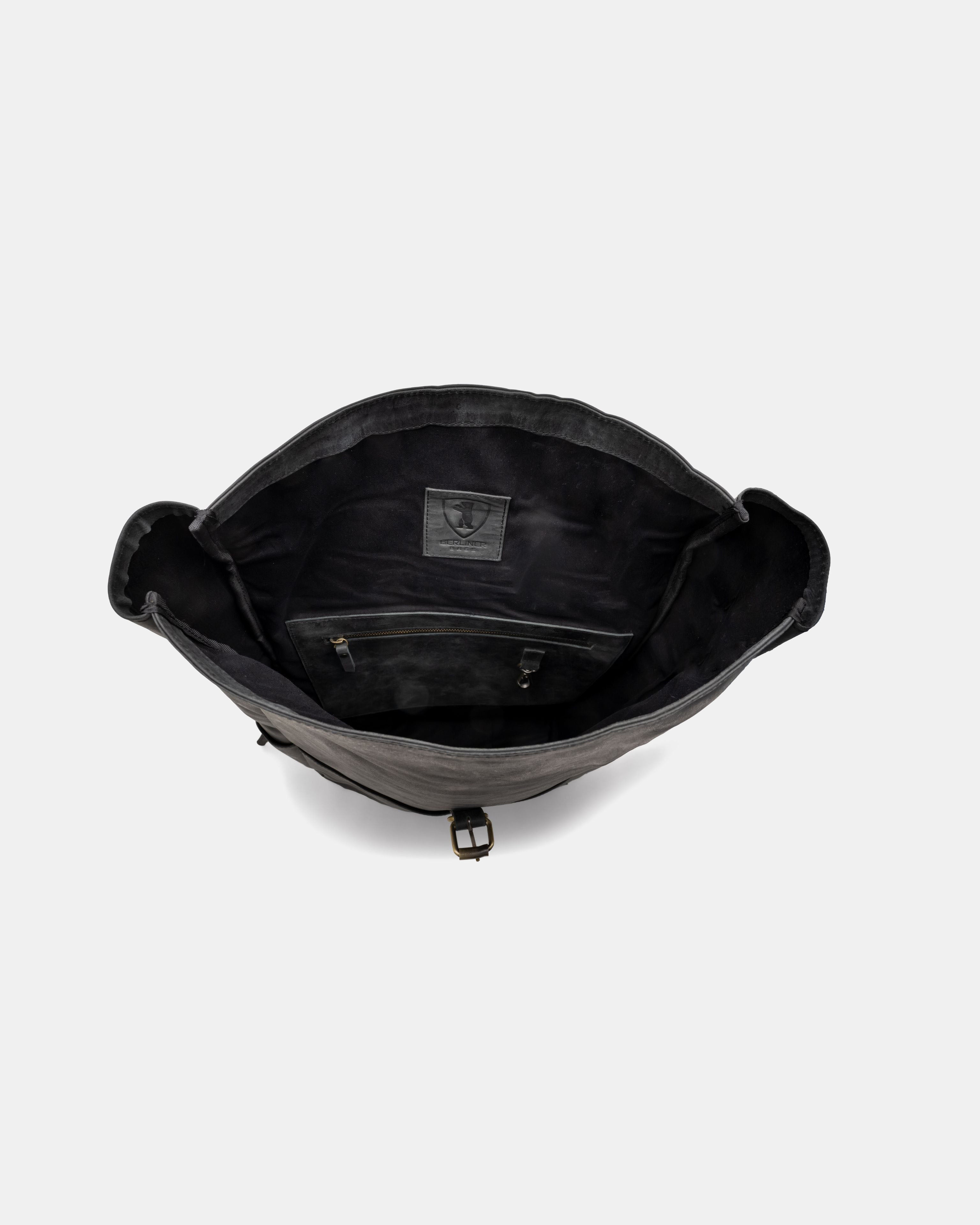 berliner-bags-paris-sac-dos-cuir-gris-fonc-rolltop image 3