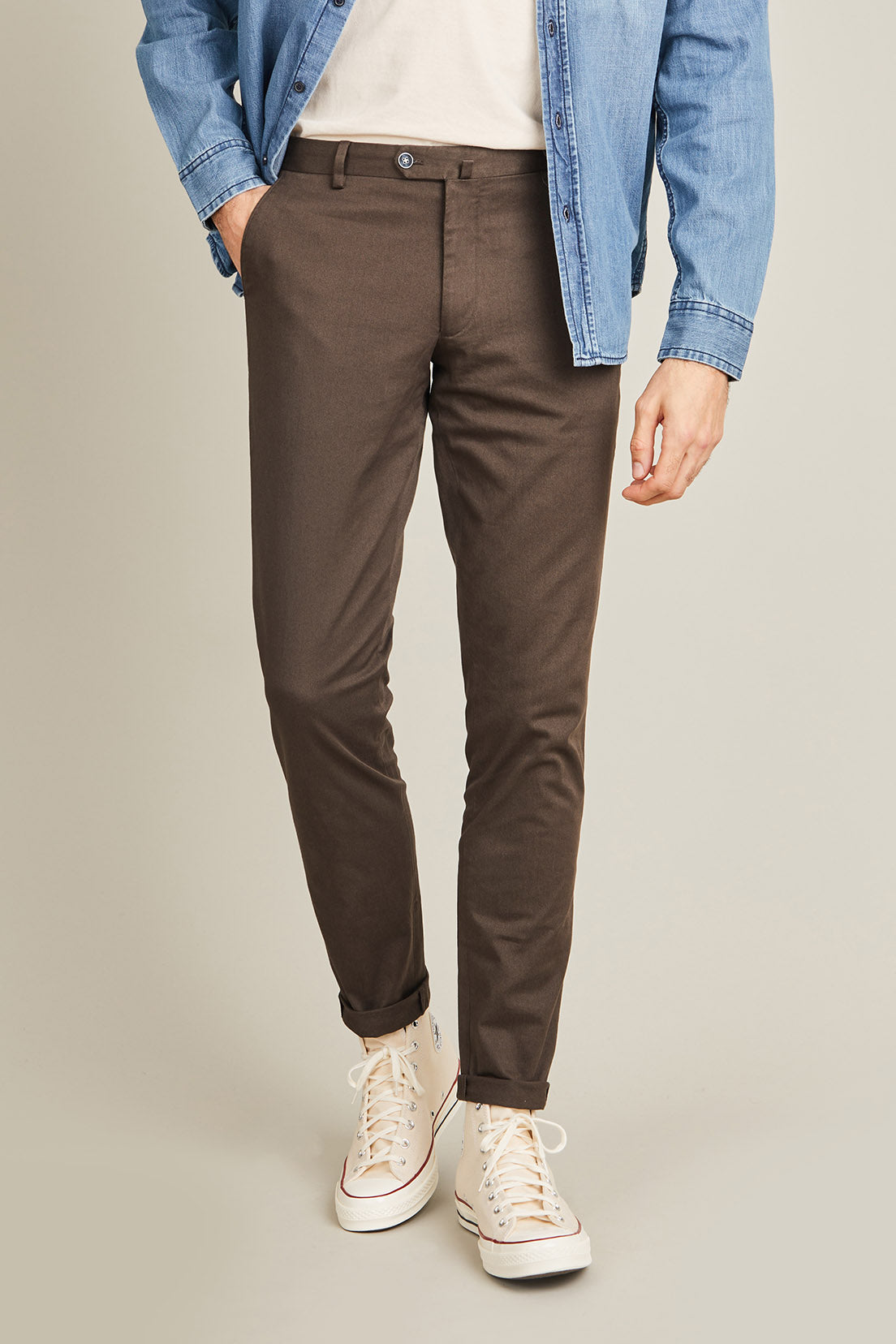 le-pantalon-chino-fm-lpc-20-pantalon-homme-noisette-coton image 1