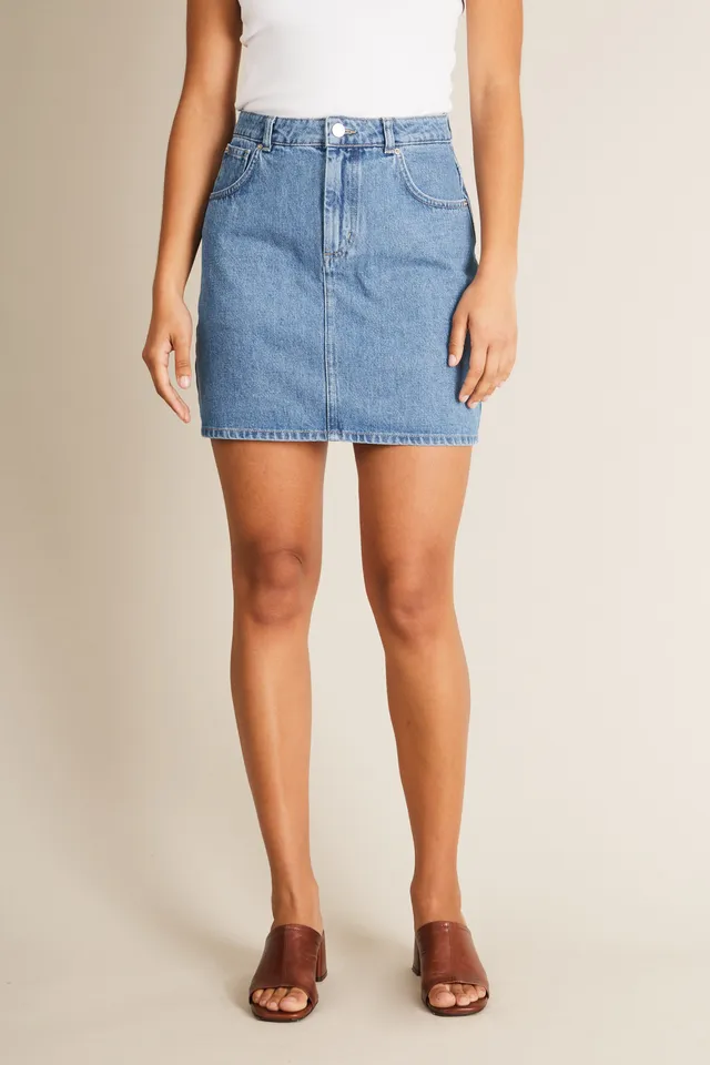 le-pantalon-jupe-en-jean-bleached-jupe-taille-haute-coton image 1