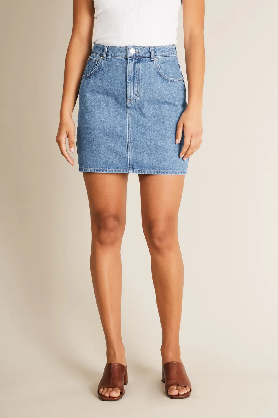 le-pantalon-jupe-en-jean-bleached-jupe-taille-haute-coton image 1