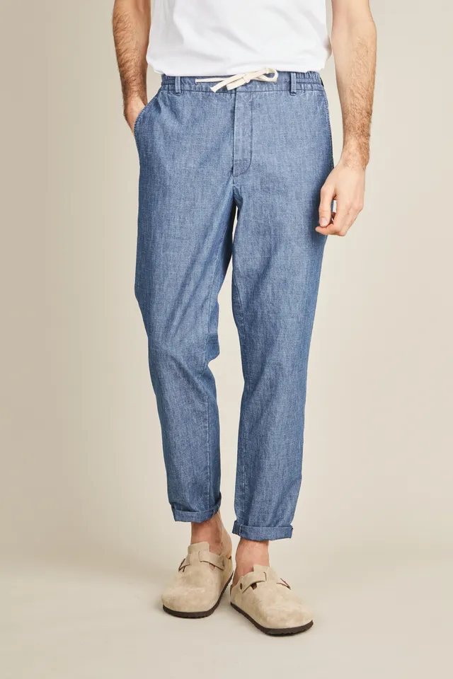 le-pantalon-jogpant-chambray-bleu-pantalon-homme-coton image 1