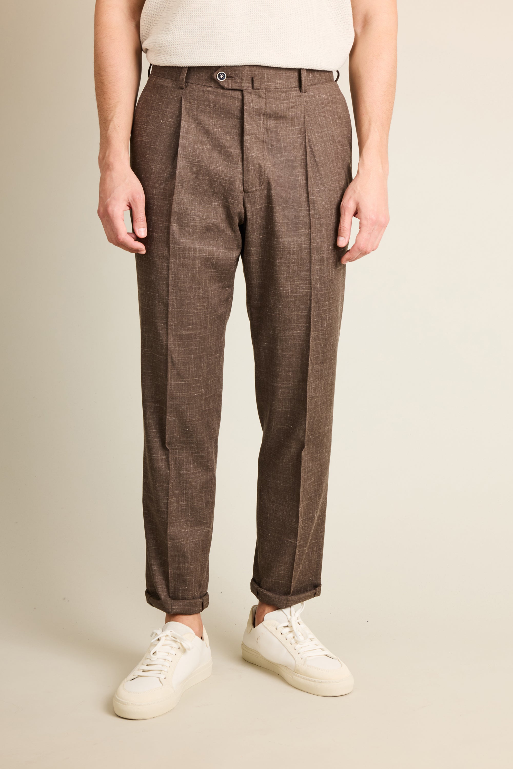 le-pantalon-pinces-homme-l-ger-marron-laine-lin-soie image 5