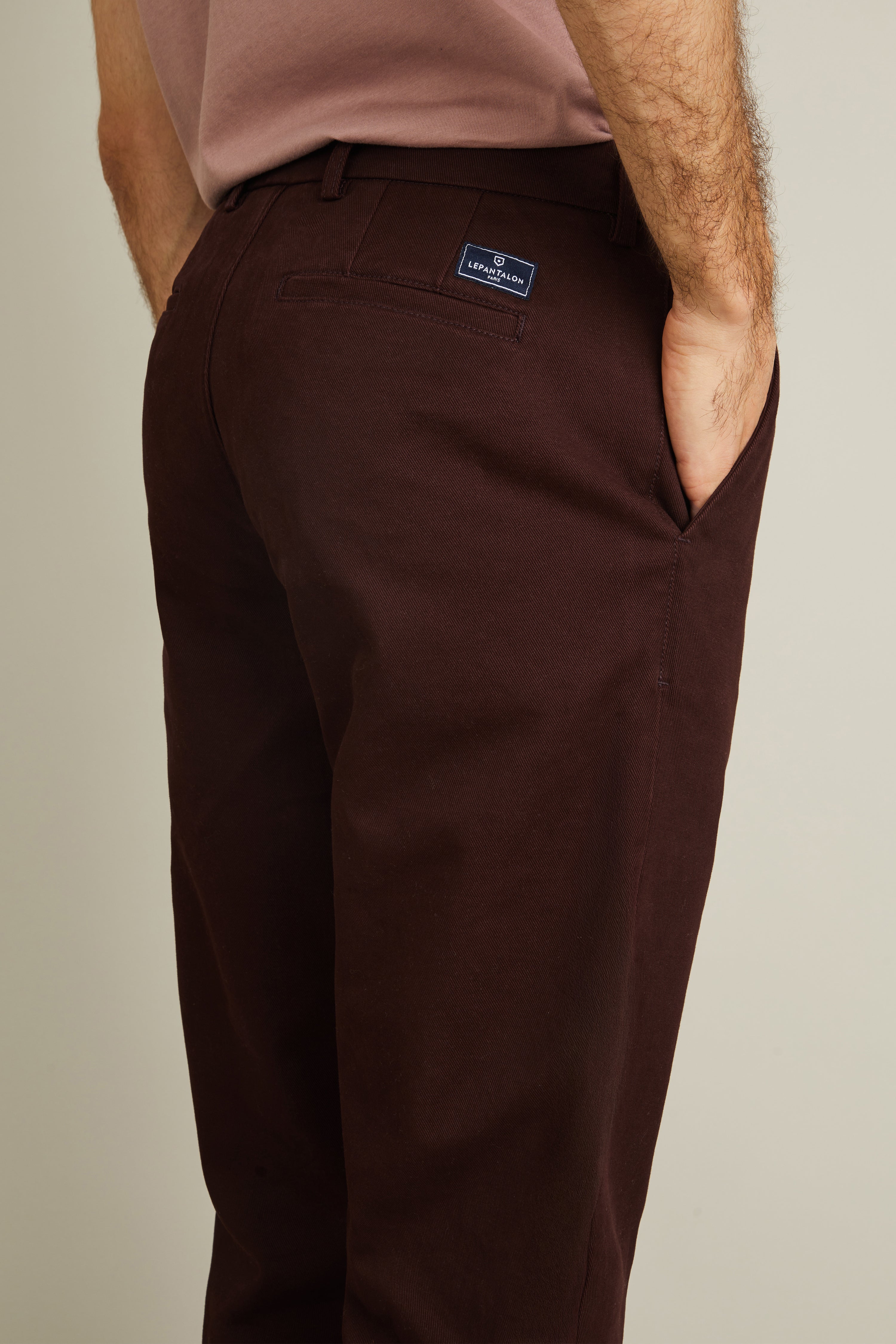 le-pantalon-chinos-homme-chino-droit-bordeaux-coton image 2