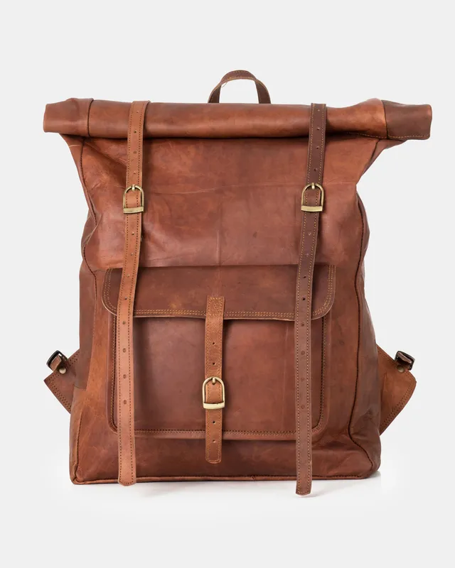 berliner-bags-leeds-xl-vintage-sac-dos-cuir-marron image 1