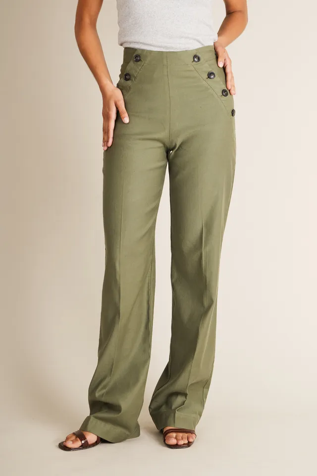 le-pantalon-pont-pantalon-kaki-lin-coton-vas image 1