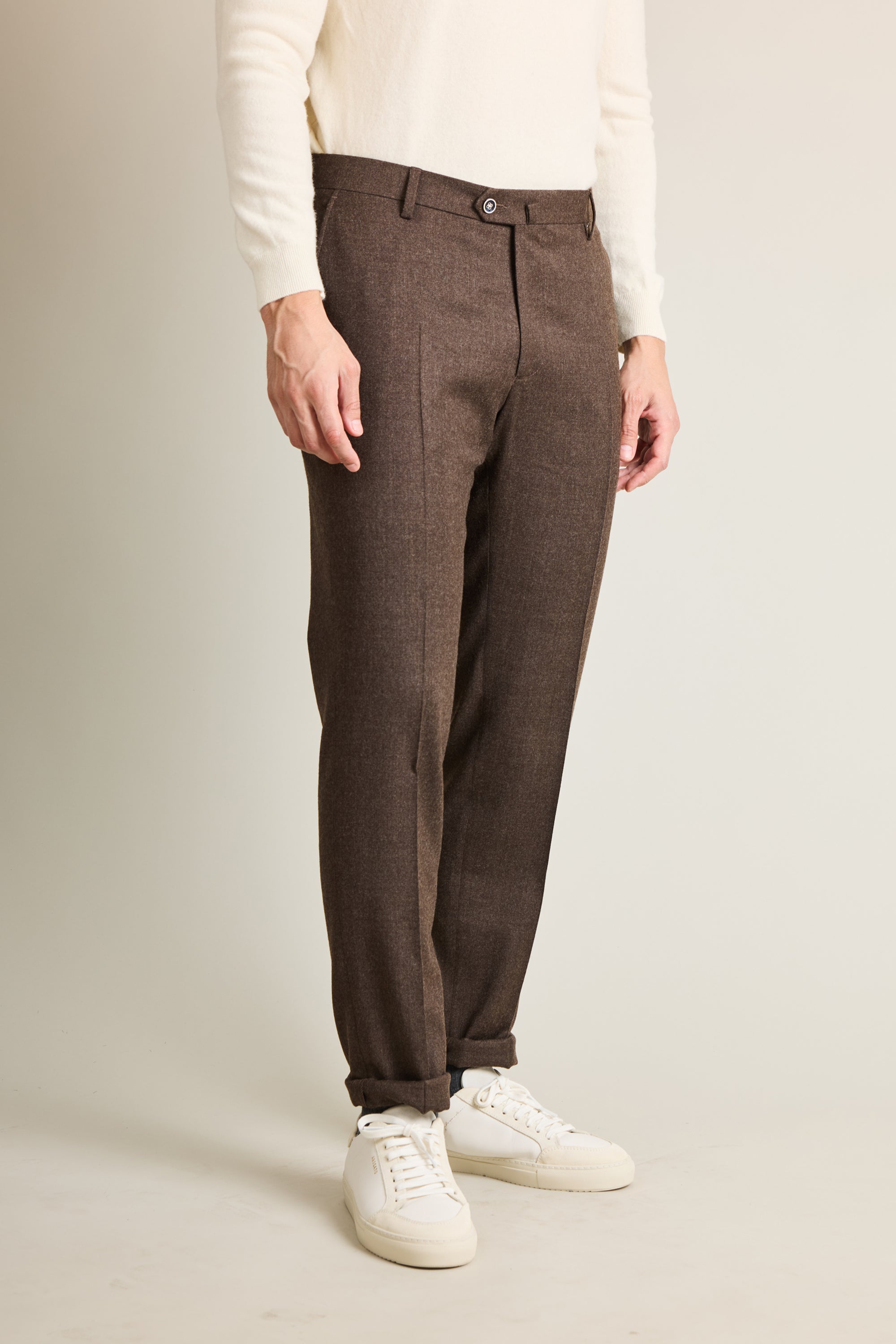le-pantalon-flanelle-pantalon-stretch-marron-laine-m-rinos image 4