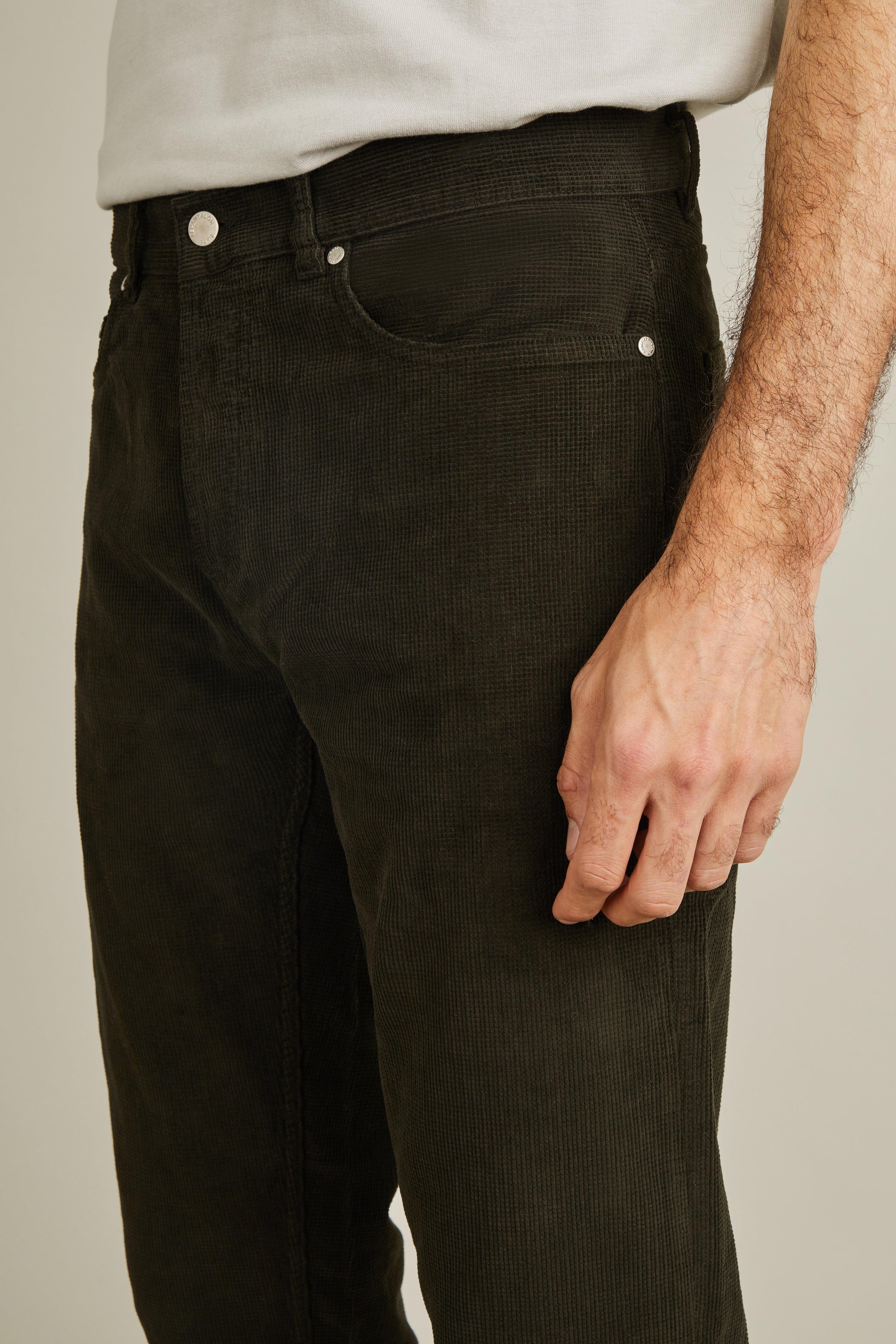 le-pantalon-5-poches-velours-kaki-pantalon-homme-coton image 3