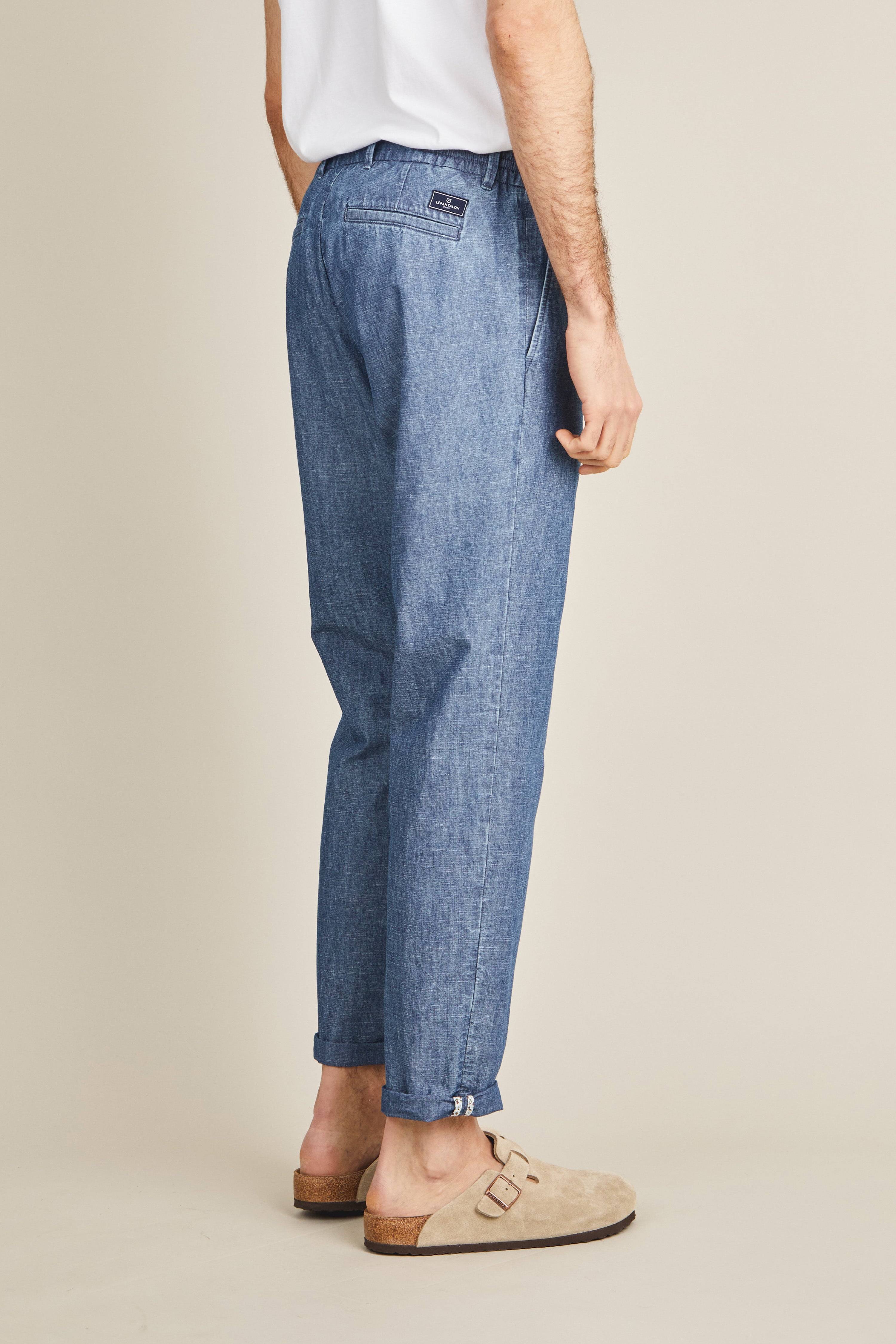 le-pantalon-jogpant-chambray-bleu-pantalon-homme-coton image 4