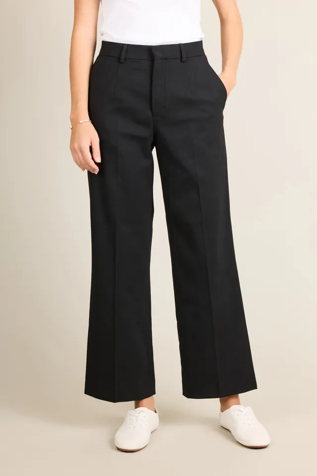 le-pantalon-flare-pantalon-noir-femme-laine-infroissable image 1
