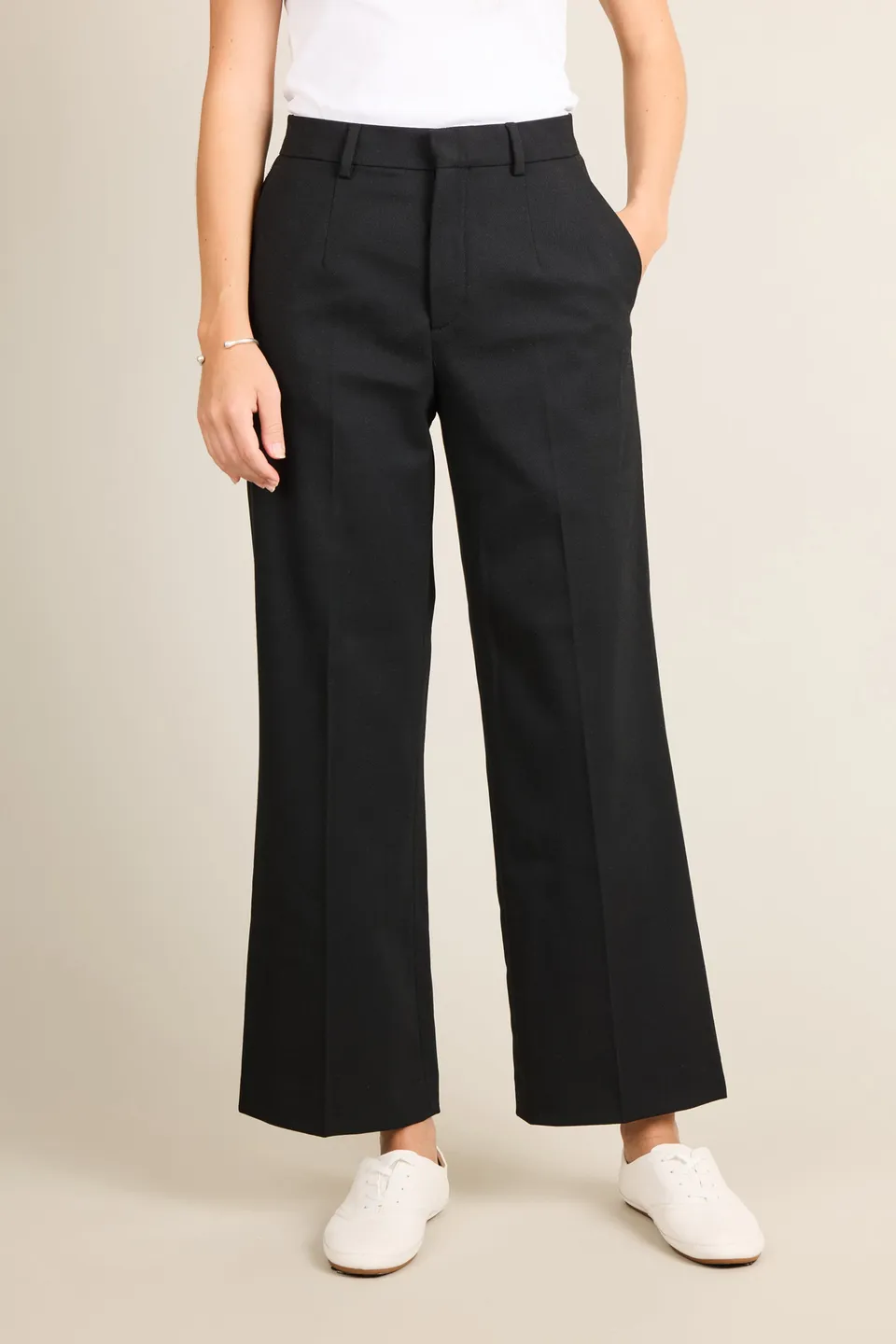 le-pantalon-flare-pantalon-noir-femme-laine-infroissable image 1