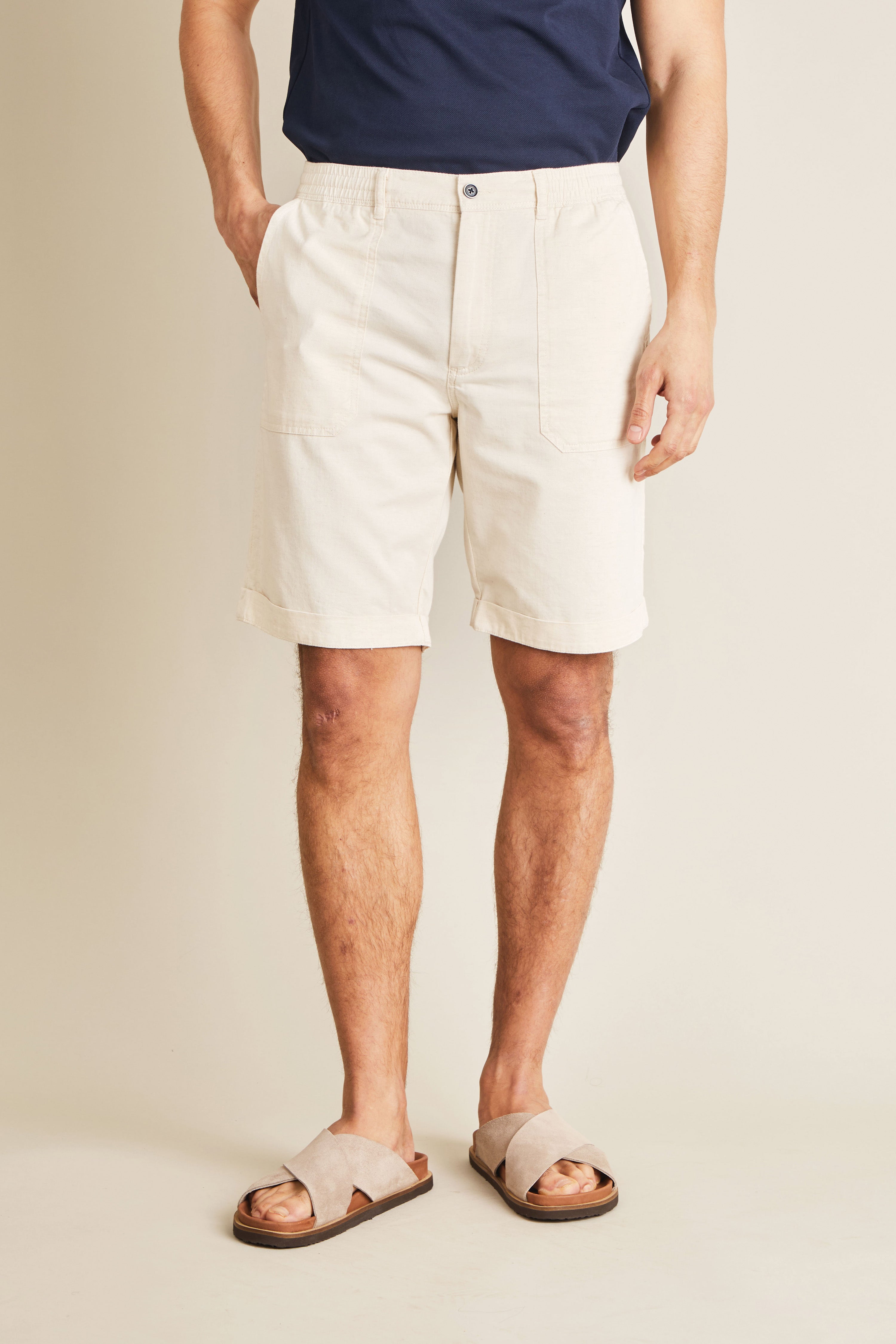 le-pantalon-fatigue-short-cru-short-homme-coton-lin image 1