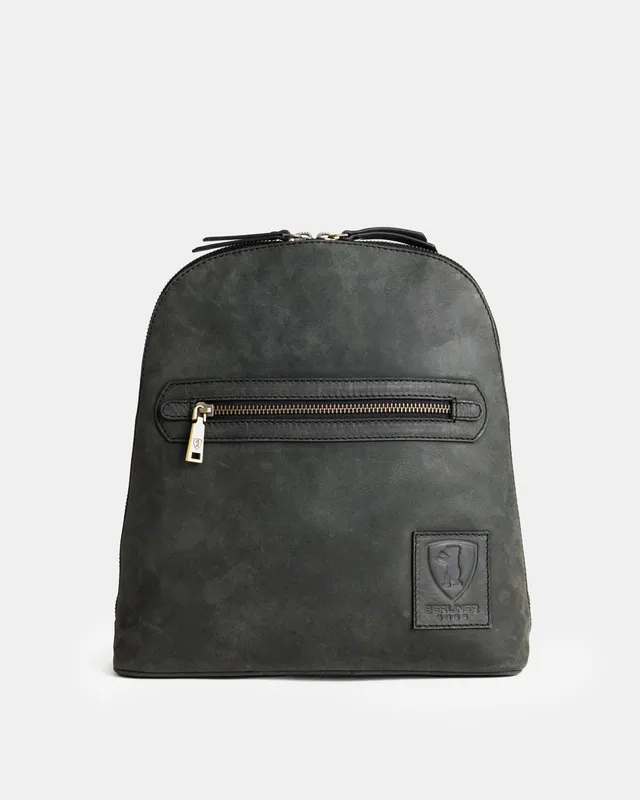 berliner-bags-diana-sac-dos-cuir-gris-fonc-vintage image 1