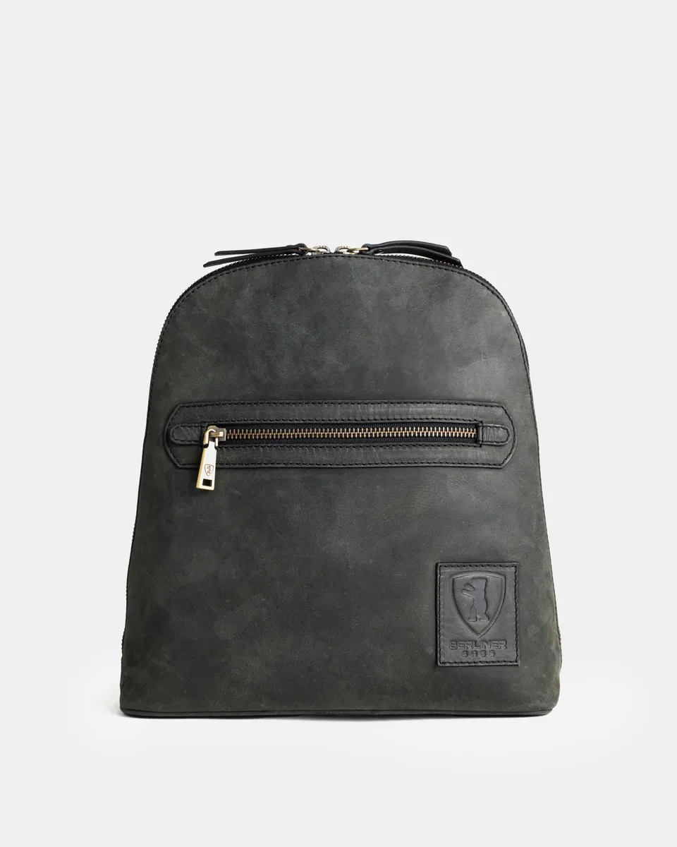 berliner-bags-diana-sac-dos-cuir-gris-fonc-vintage image 1