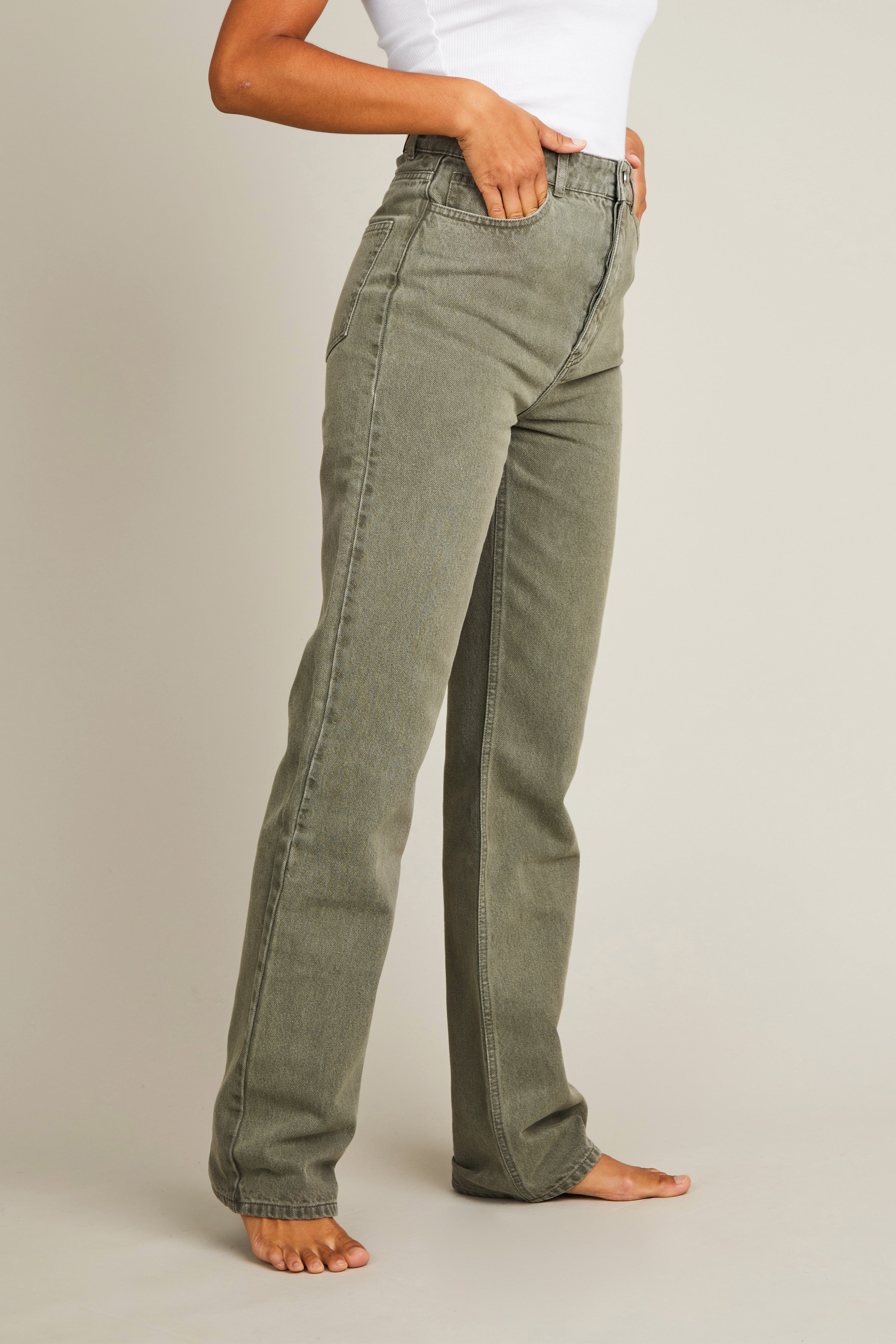 le-pantalon-jeans-homme-jean-regular-vert-coton image 3