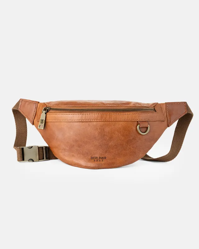 berliner-bags-turin-sac-banane-cuir-marron-vintage image 1
