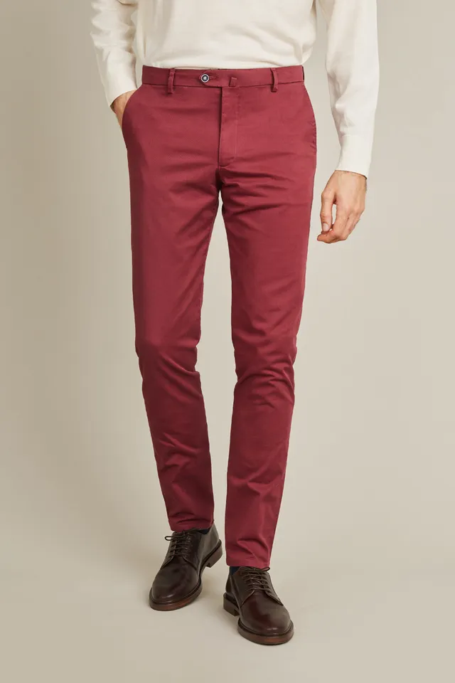 le-pantalon-chinos-homme-chino-bordeaux-fonc-coton-stretch image 1
