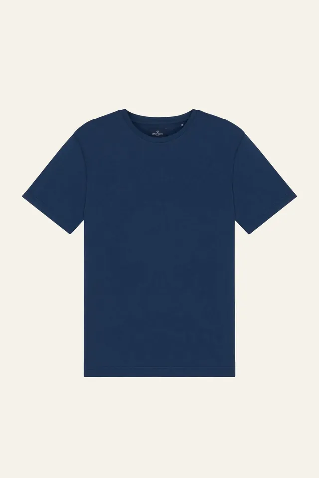 le-pantalon-t-shirt-coton-lin-indigo-tee-shirt-homme-col-rond image 1
