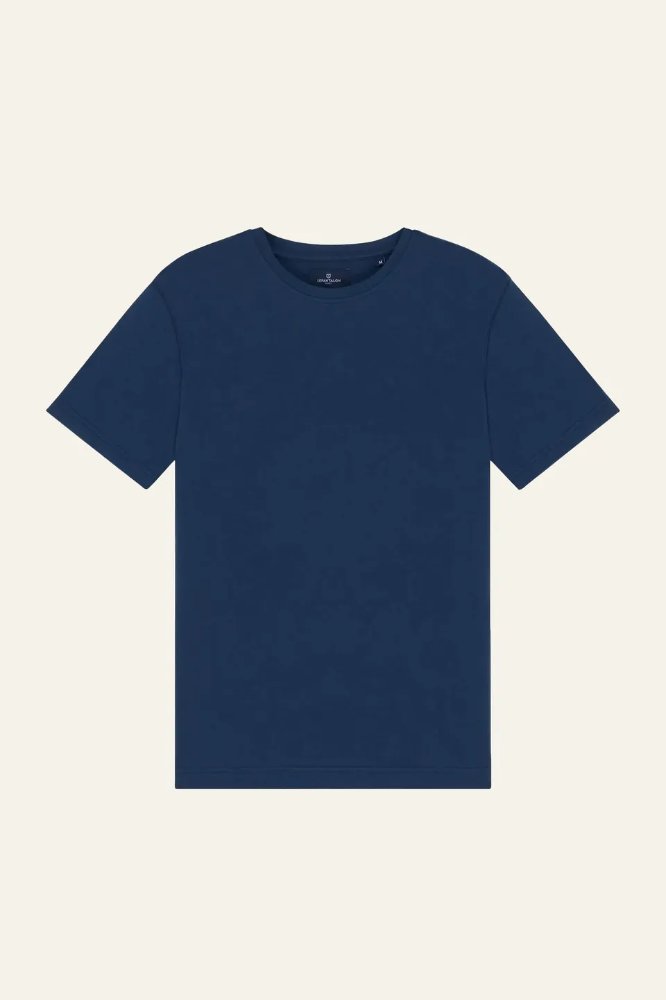 le-pantalon-t-shirt-coton-lin-indigo-tee-shirt-homme-col-rond image 1