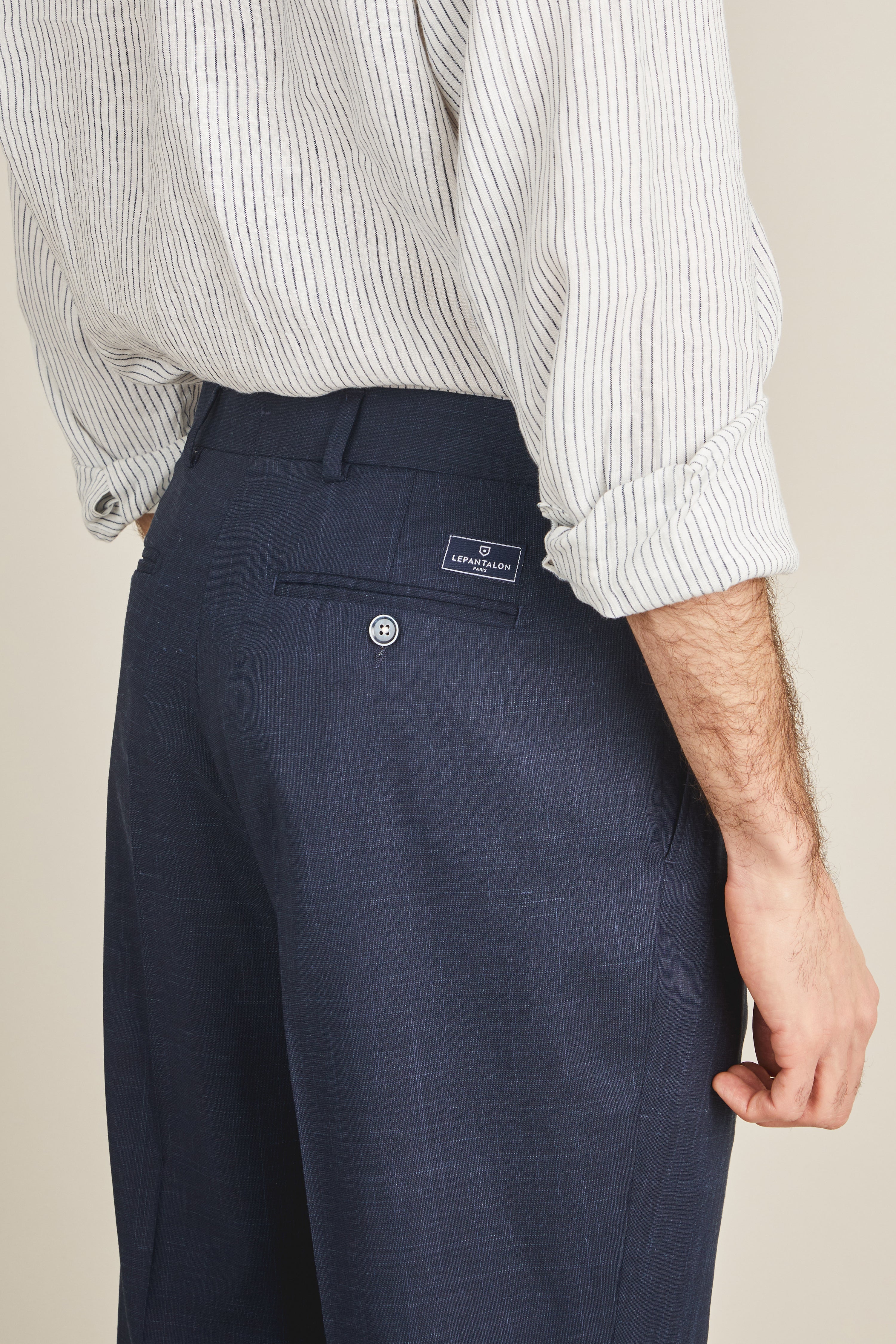 le-pantalon-pantalon-pinces-bleu-marine-pantalon-homme-lin image 8