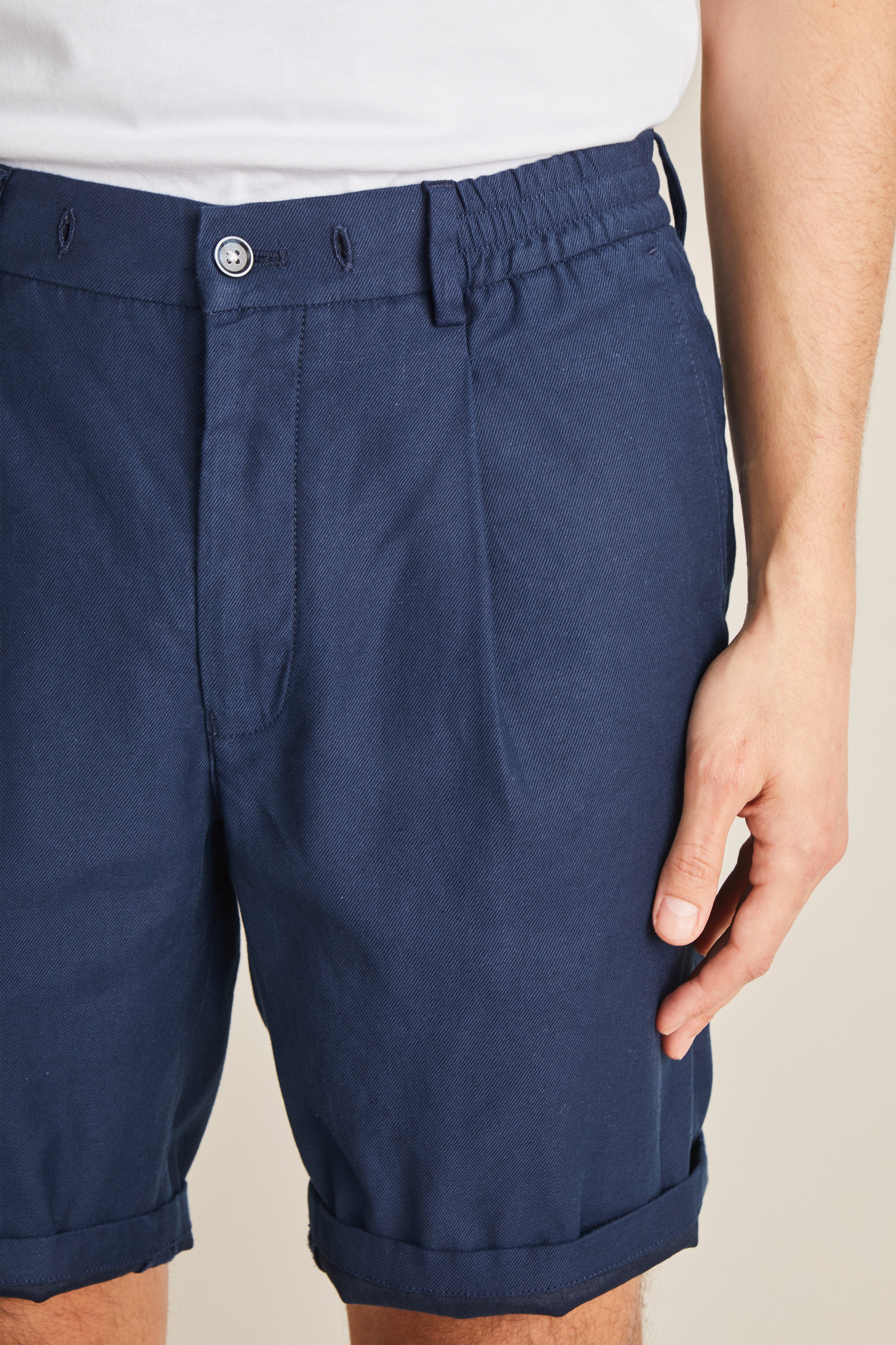 le-pantalon-bermudas-homme-bermuda-coton-lin-bleu-marine image 3