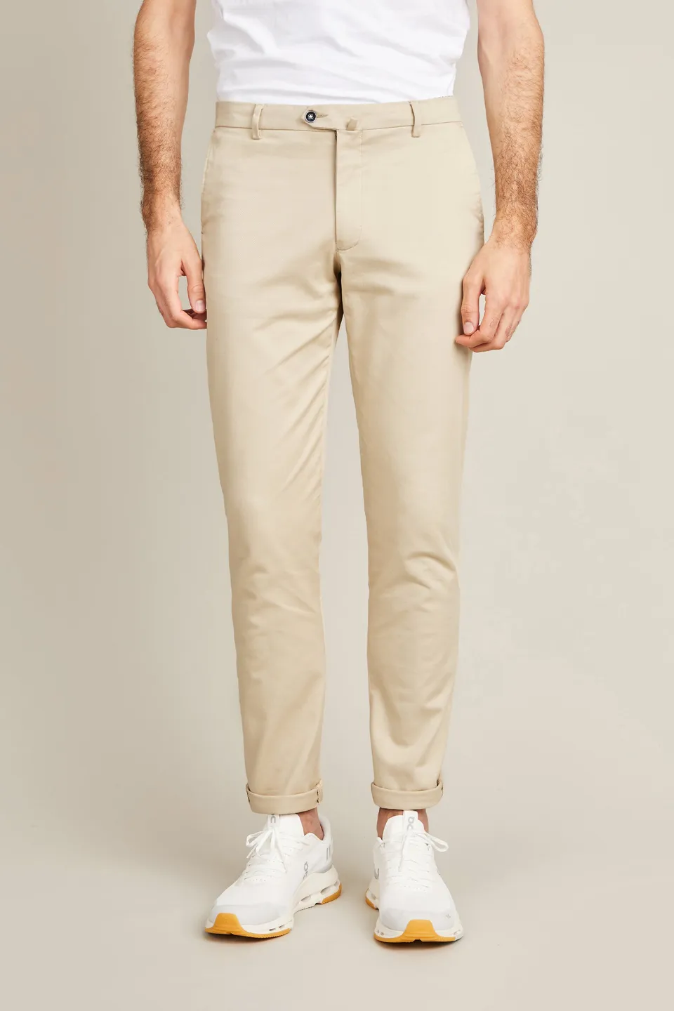 le-pantalon-chinos-homme-chino-beige-clair-coton-stretch image 1