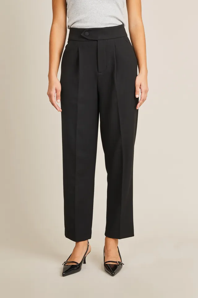 le-pantalon-pinces-pantalon-cigarette-cr-pe-noir-taille-haute image 1