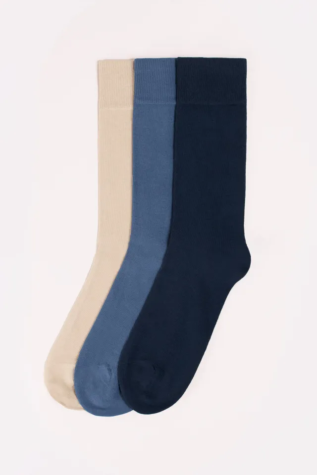 le-pantalon-pack-3-chaussettes-homme-beige-bleu-coton-bio image 1