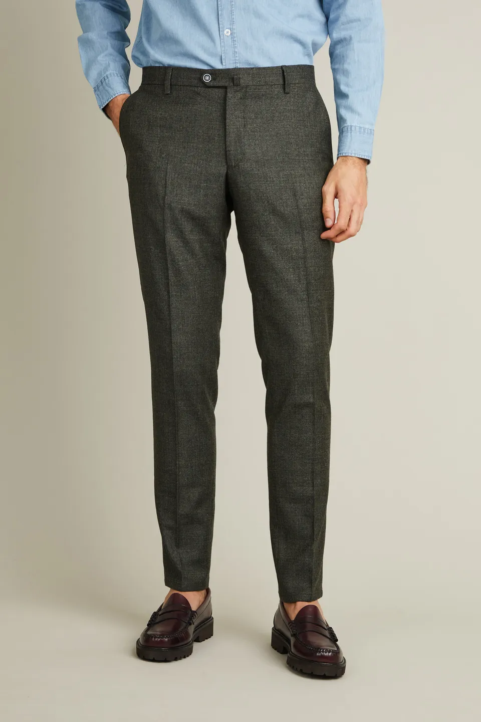 le-pantalon-flanelle-homme-vert-tweed-pantalon-laine-m-rinos image 1