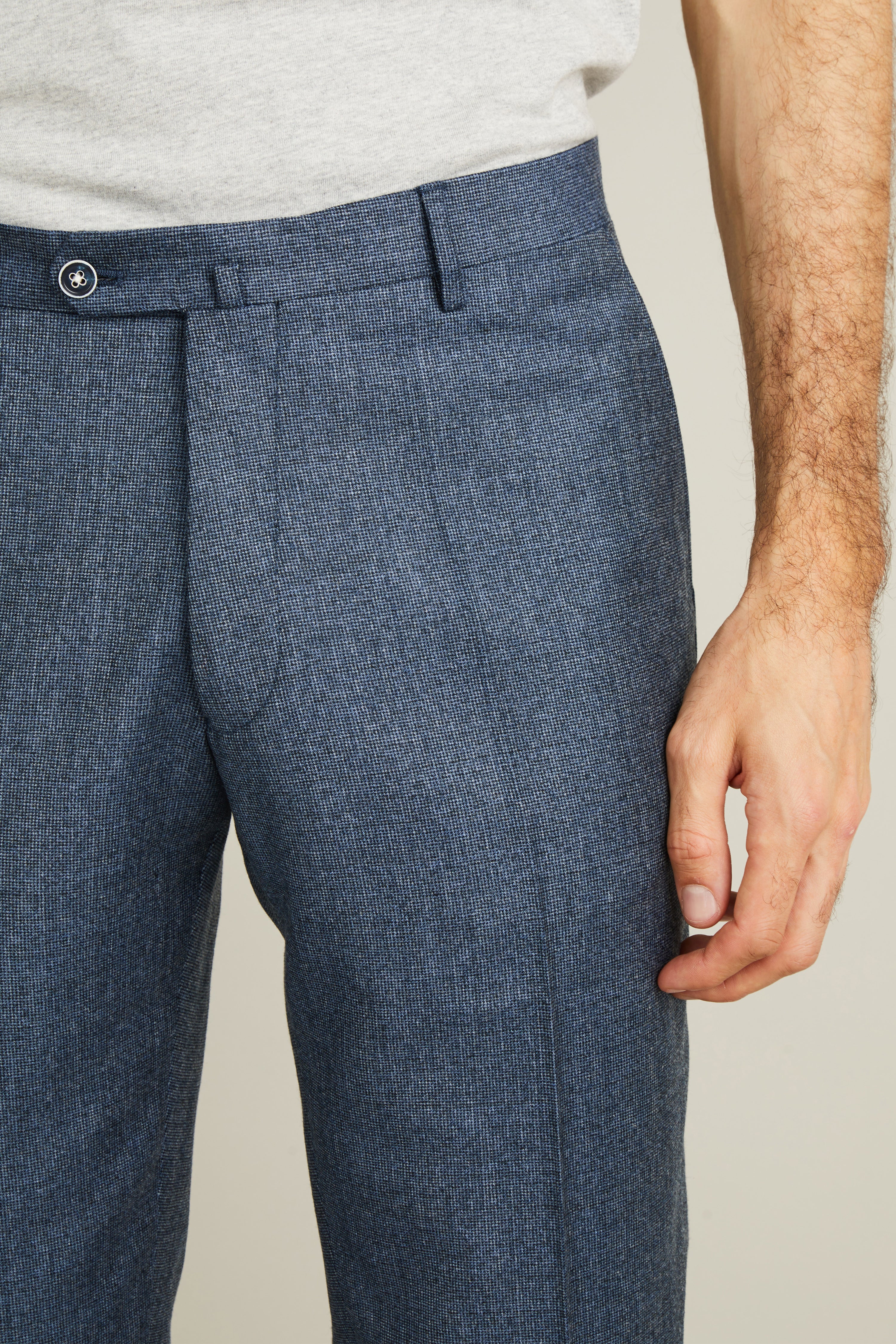 le-pantalon-flanelle-bleu-tweed-pantalon-laine-m-rinos-semi-slim image 2