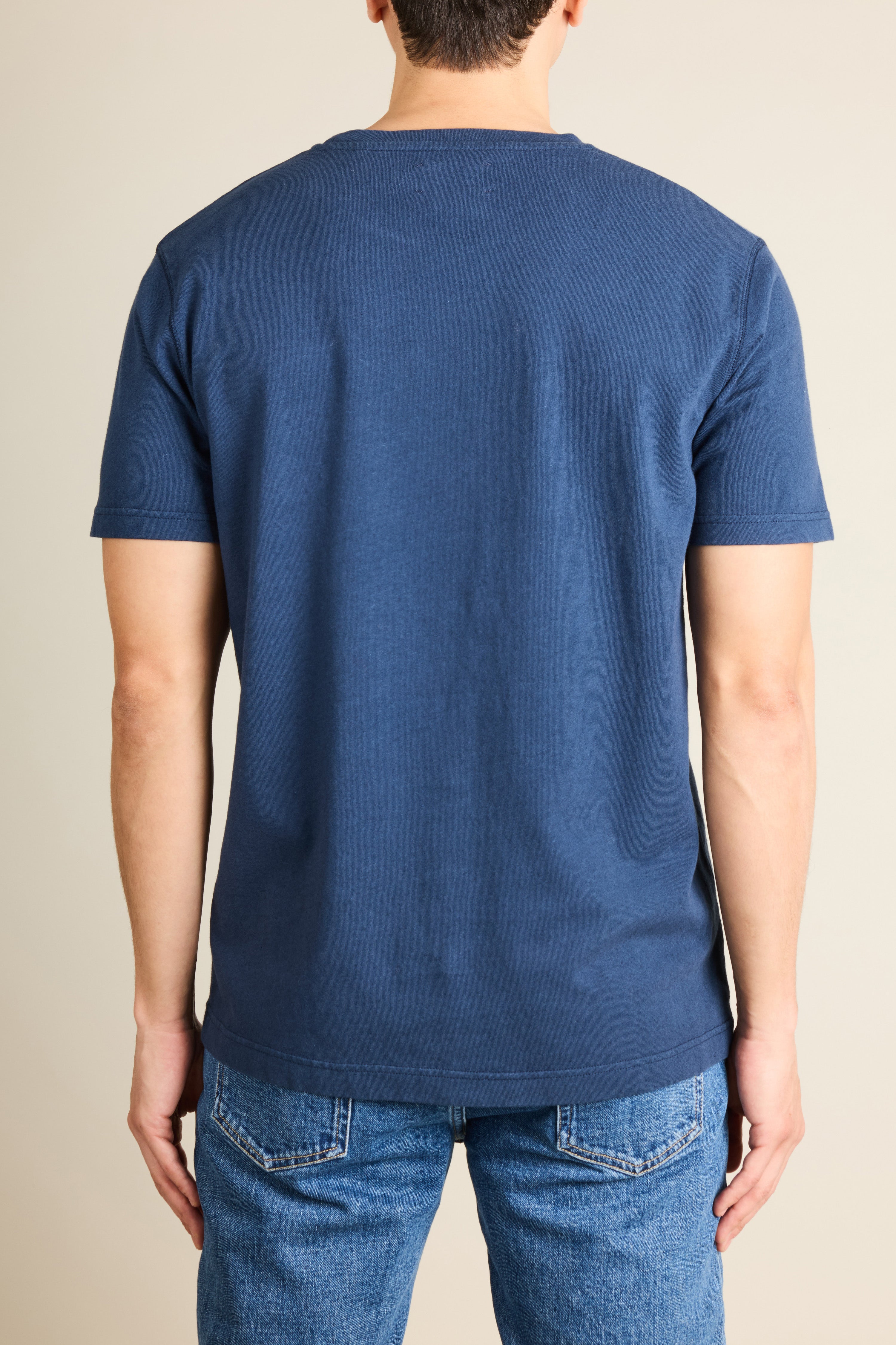 le-pantalon-t-shirt-coton-lin-indigo-tee-shirt-homme-col-rond image 5