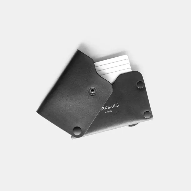 darksails-porte-cartes-porte-cartes-pliable-cuir-noir-pression image 1