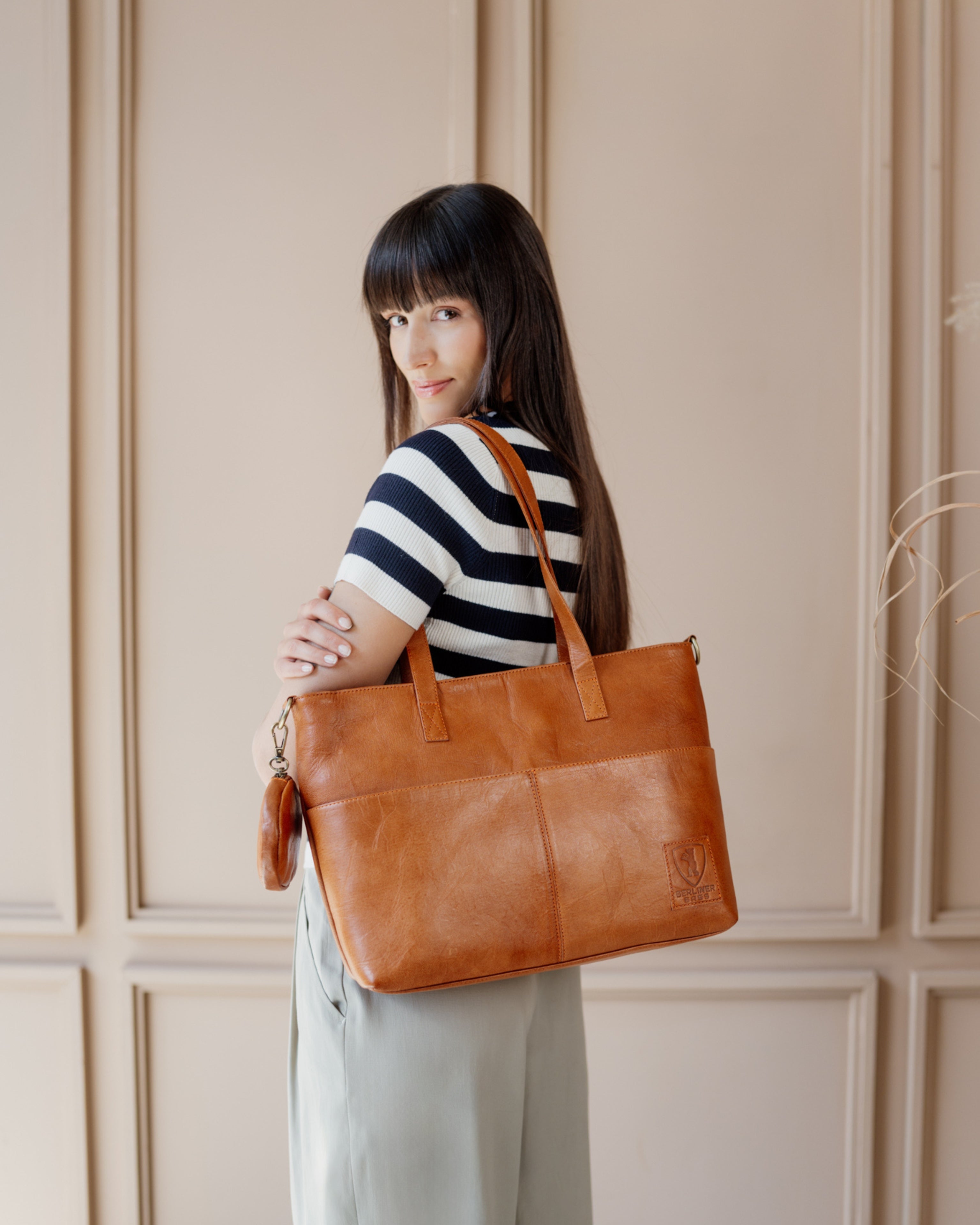 berliner-bags-julia-sac-main-marron-vintage-cuir image 1