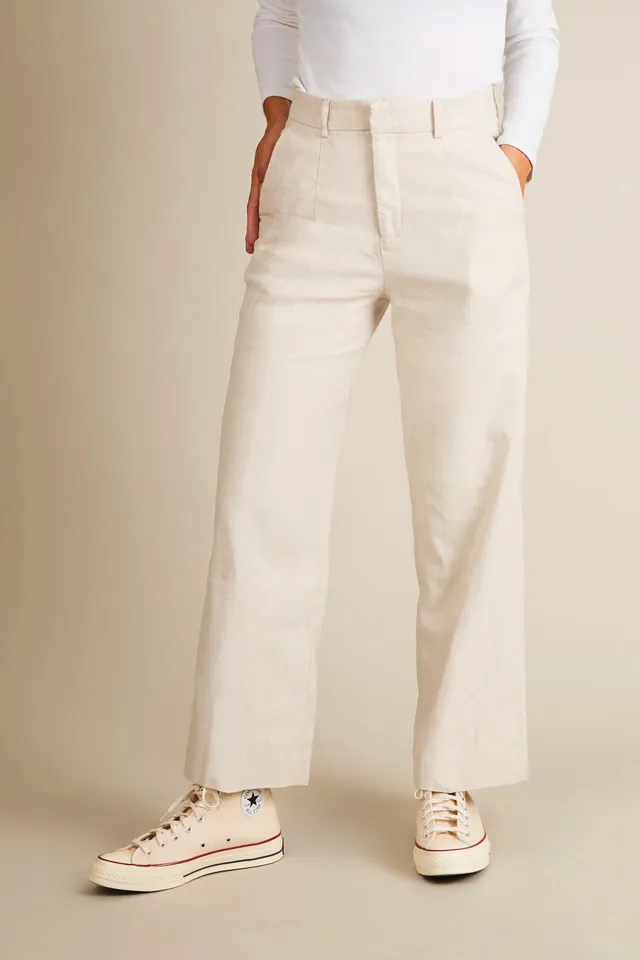 le-pantalon-flare-pantalon-femme-cru-coton-lin image 1