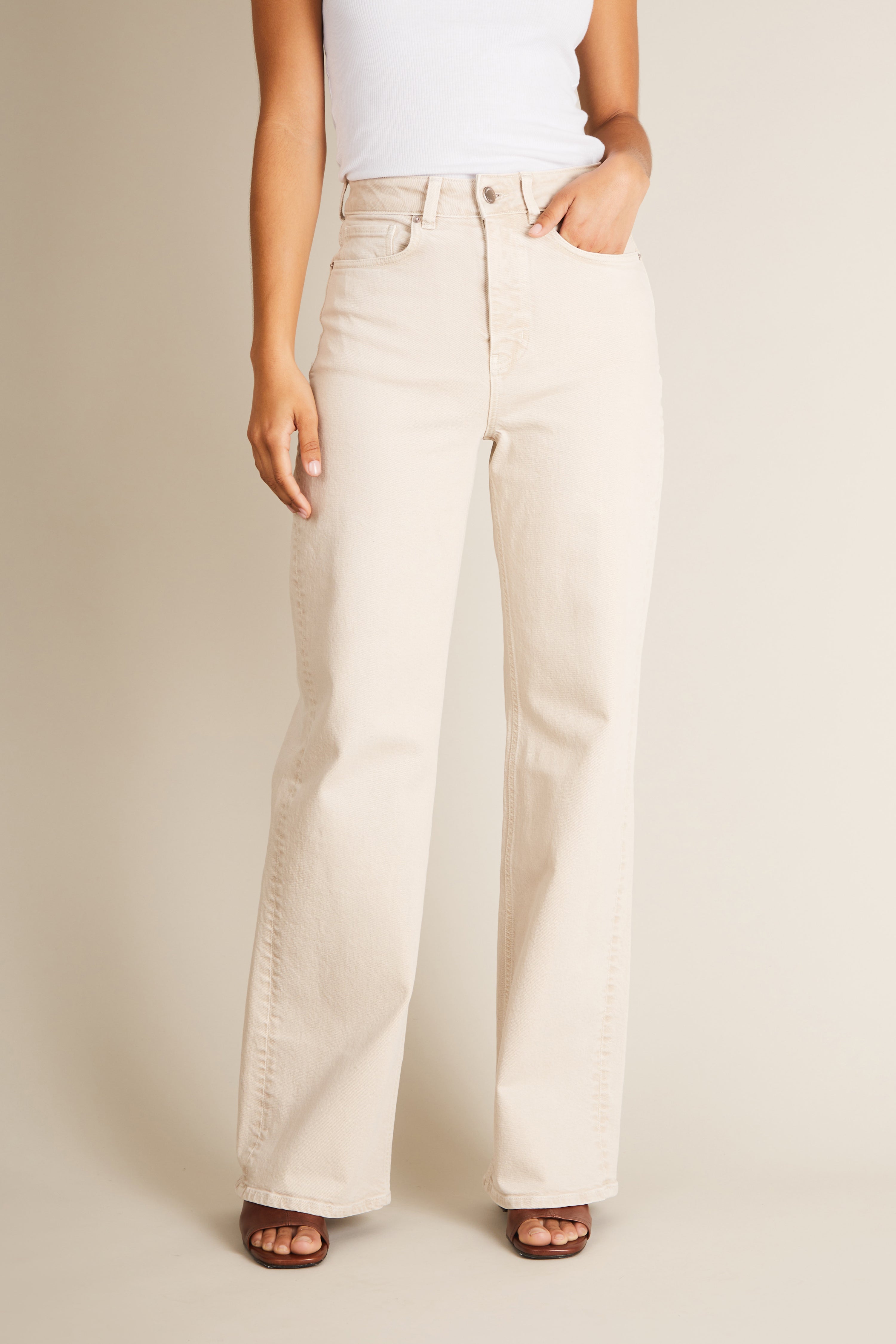 le-pantalon-jean-wideleg-sable-femme-taille-haute-large image 1