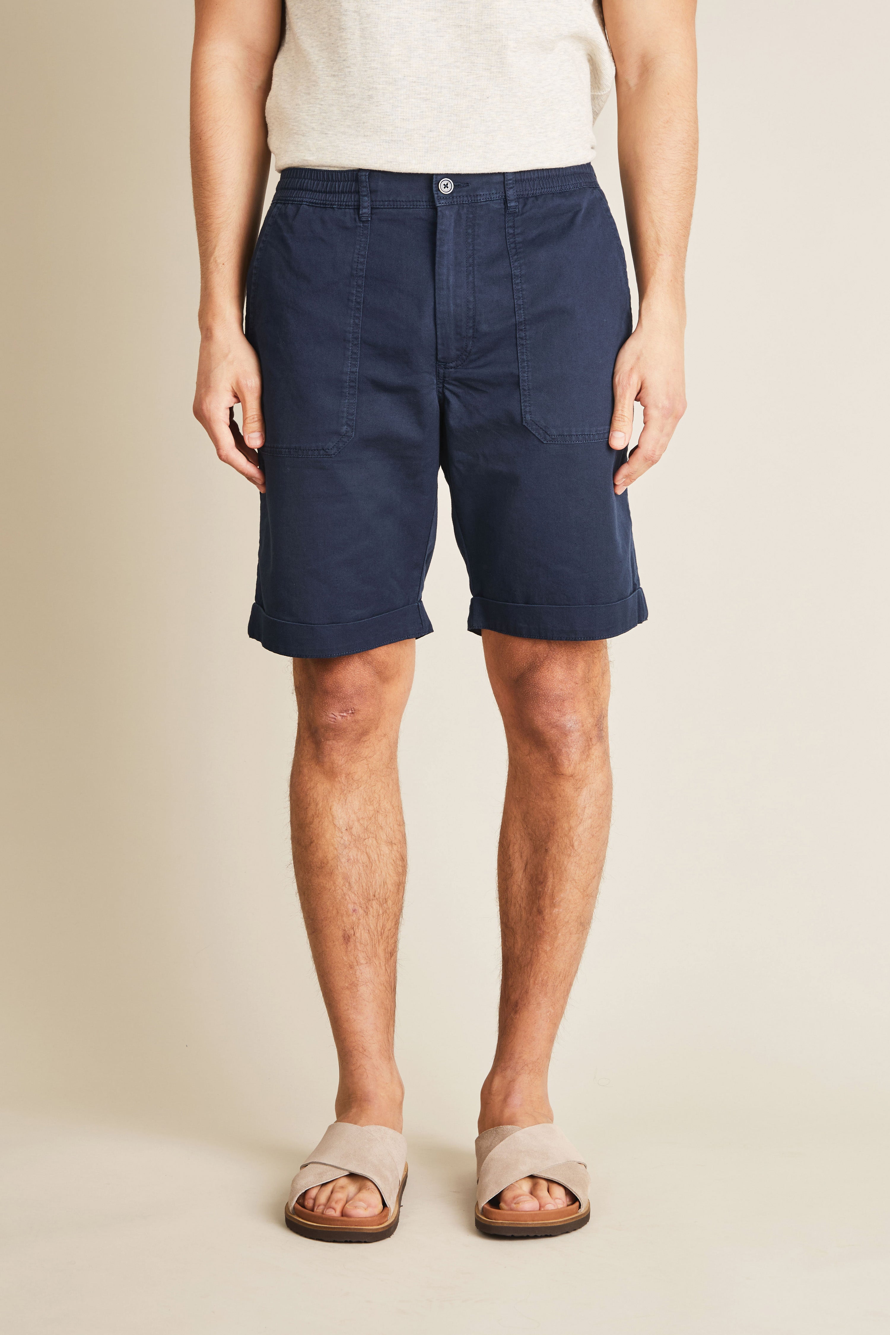 le-pantalon-bermudas-fatigue-short-bleu-marine-coton-lin image 1