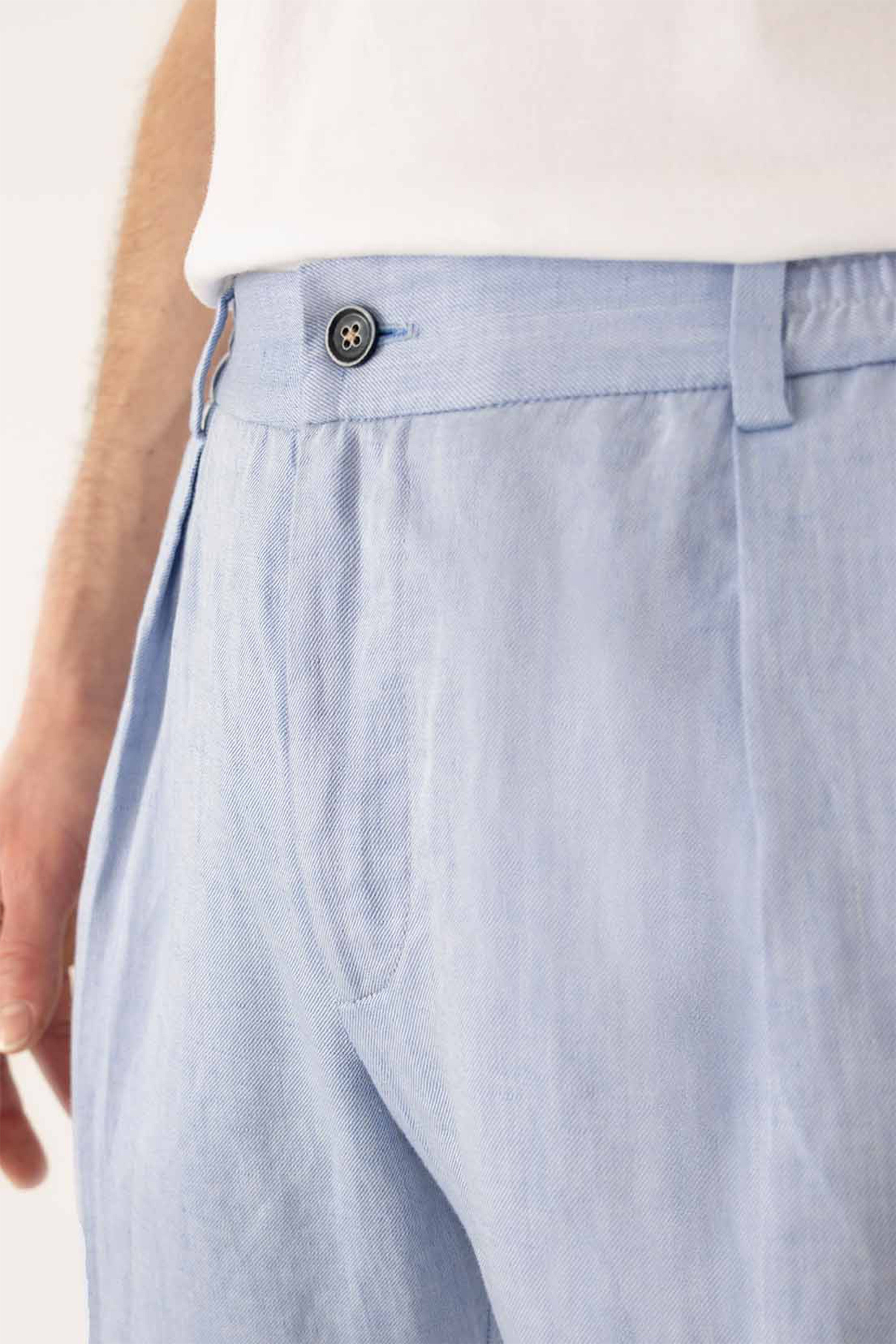 le-pantalon-pantalons-pinces-pantalon-l-ger-bleu-ciel-lin image 2