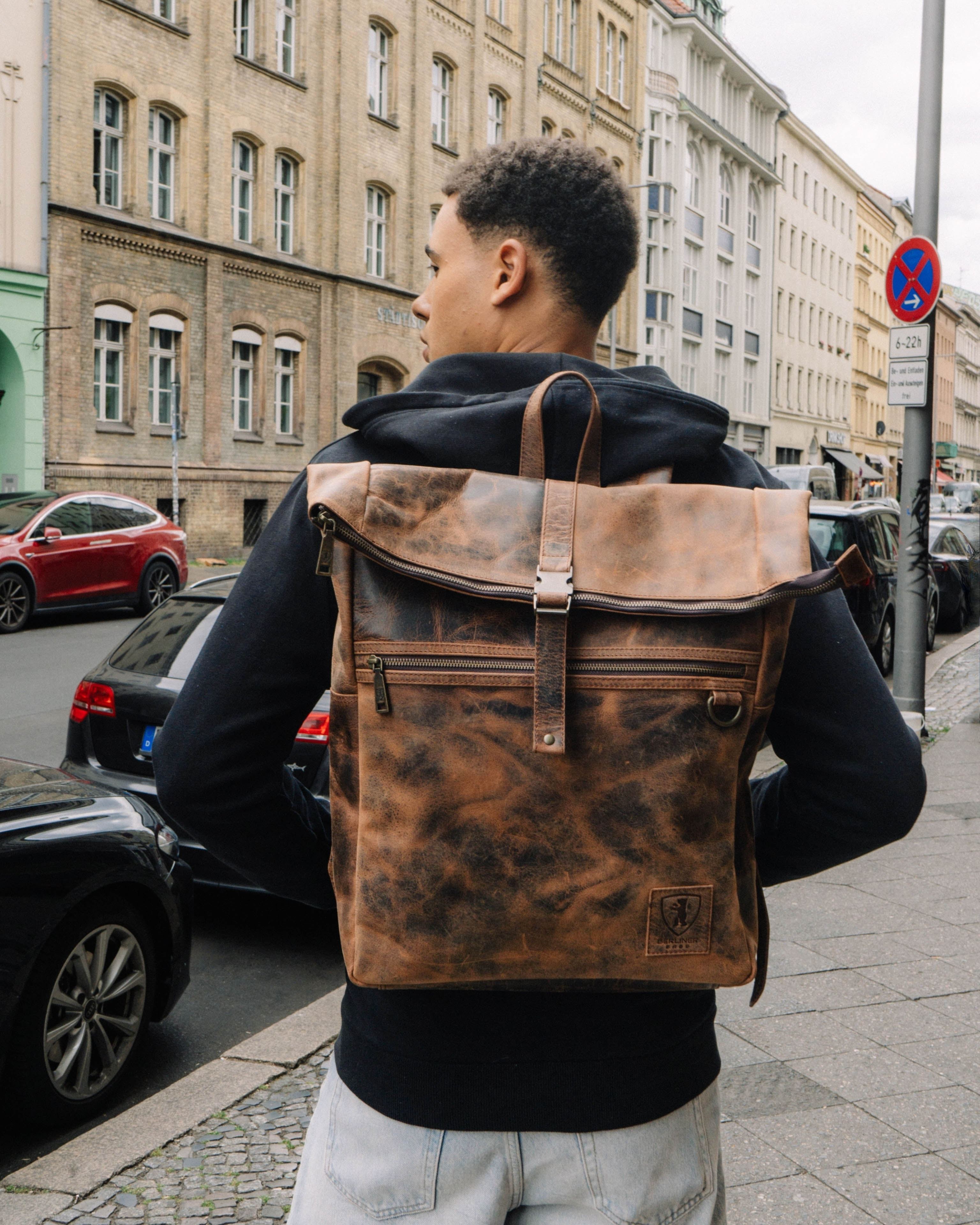 berliner-bags-utrecht-xl-sac-dos-cuir-earth-vintage image 2