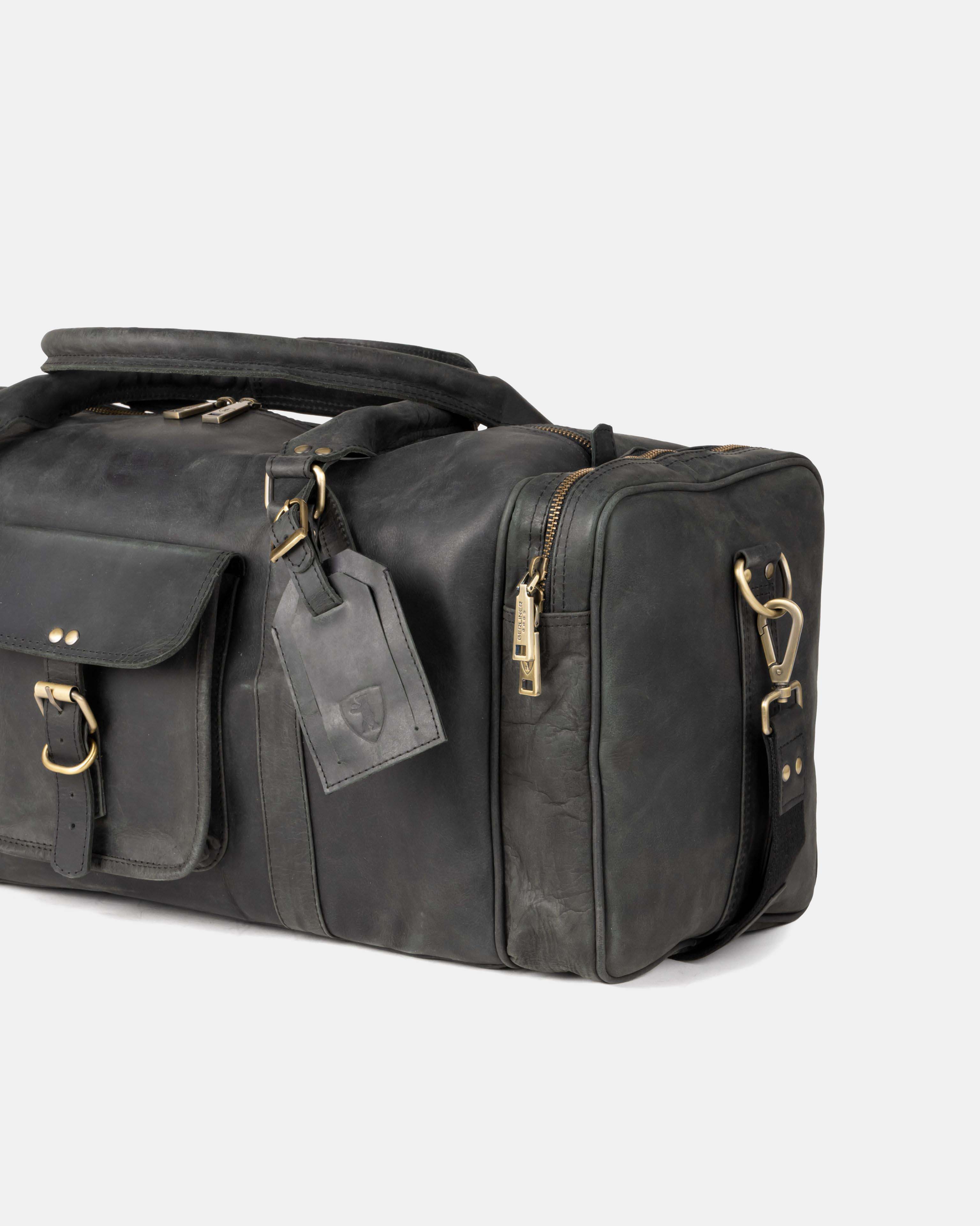 berliner-bags-new-york-sac-voyage-cuir-gris-fonc-l-vintage image 8