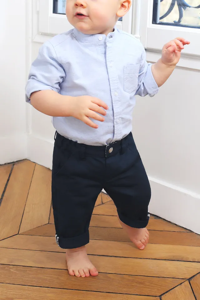 le-pantalon-chino-enfant-pantalon-bleu-marine-coton image 1