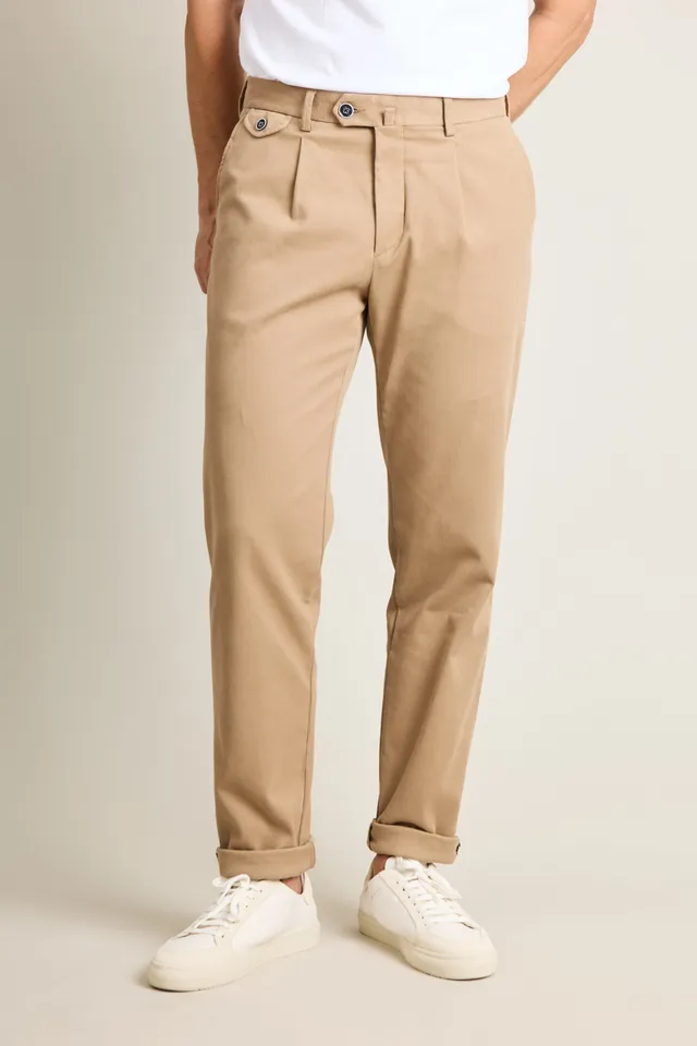 le-pantalon-chinos-homme-chino-pinces-beige-coton image 1